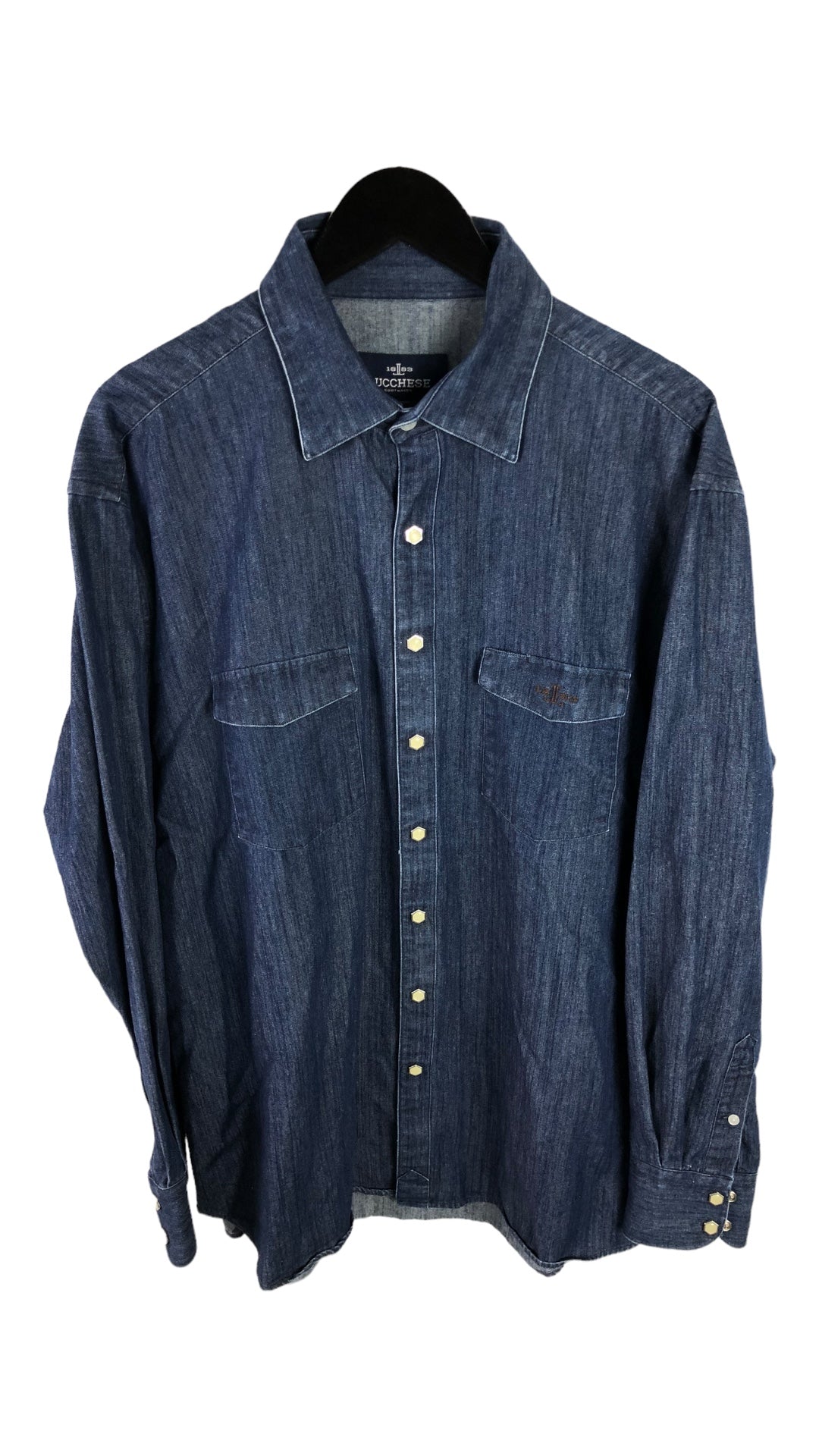 VTG Lucchese Denim Button Shirt Sz XL