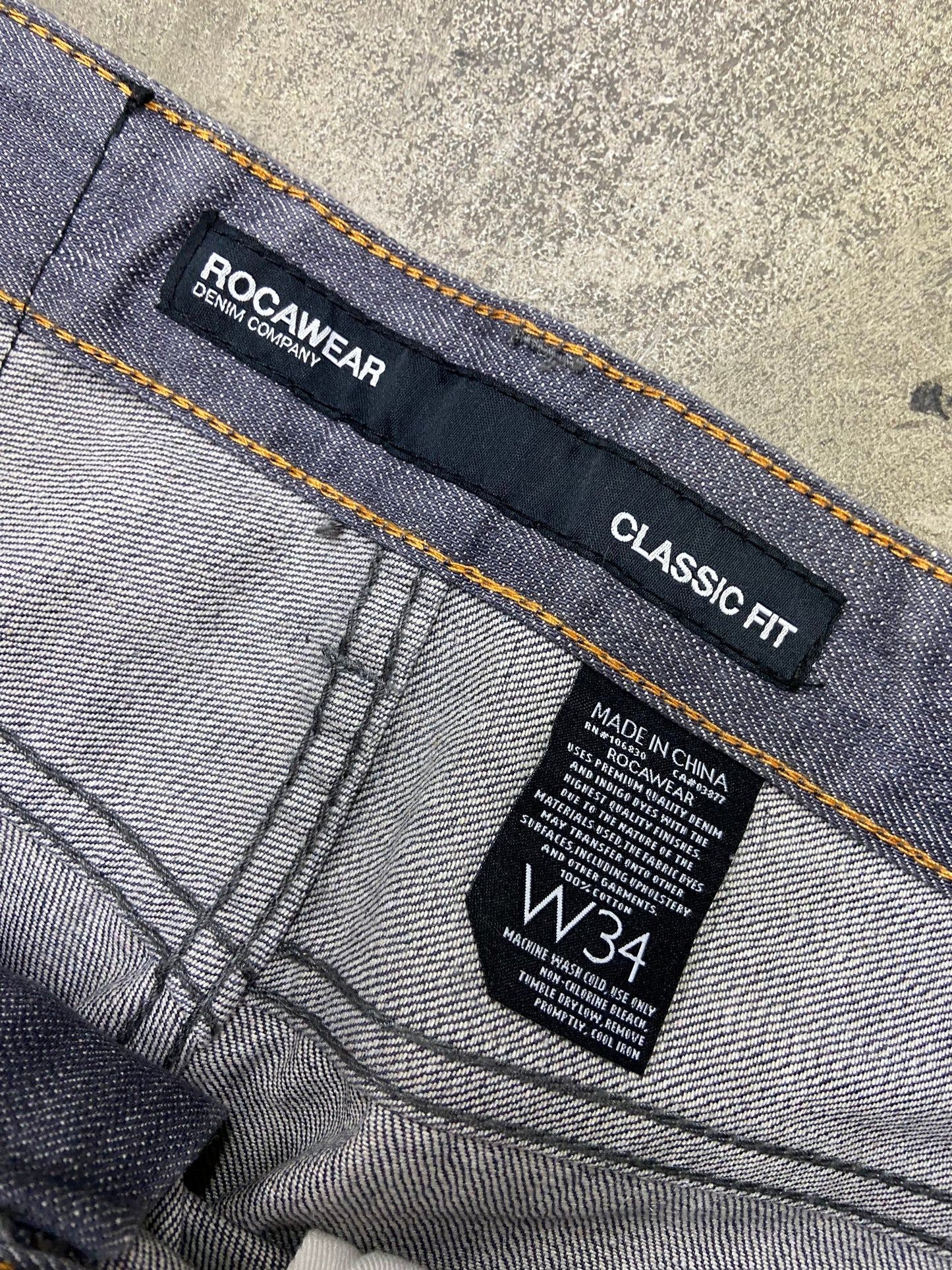 Y2K Rocawear Master Builders Gray Baggy Pants Sz 36x34