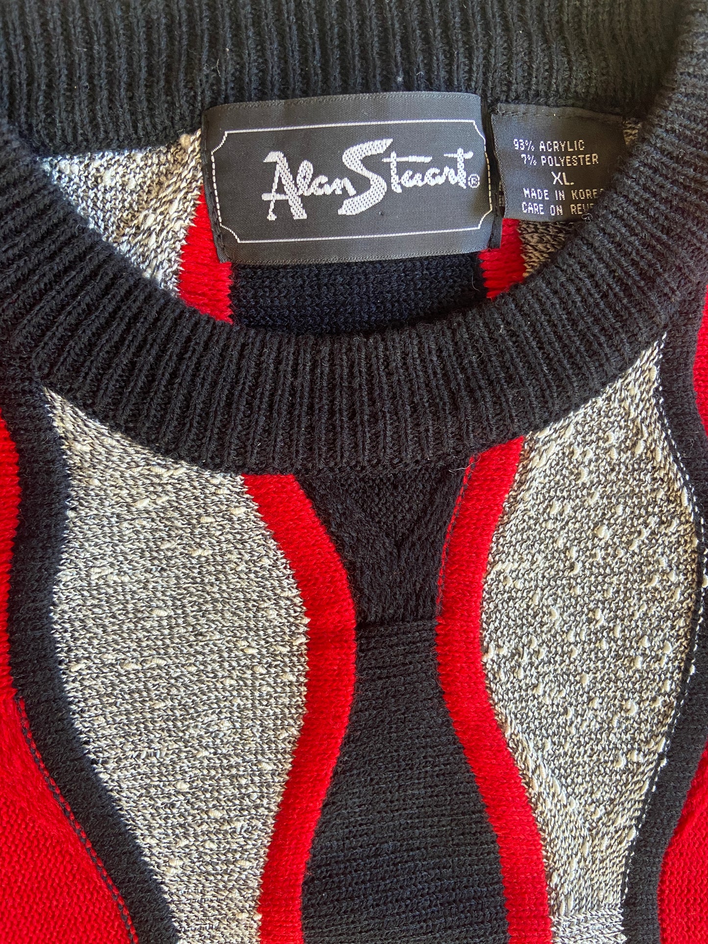 VTG 90s Alan Stuart 3D Coogi Knitted Sweater Sz XL