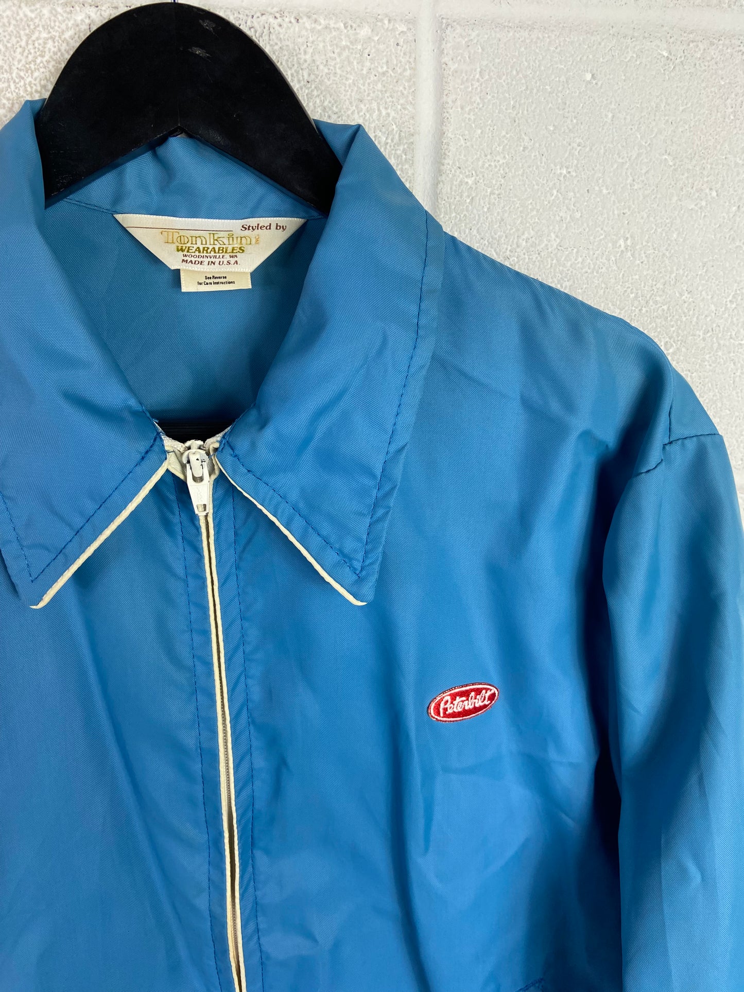 VTG 80s Peterbilt Light Racing Zip Jacket Sz Small