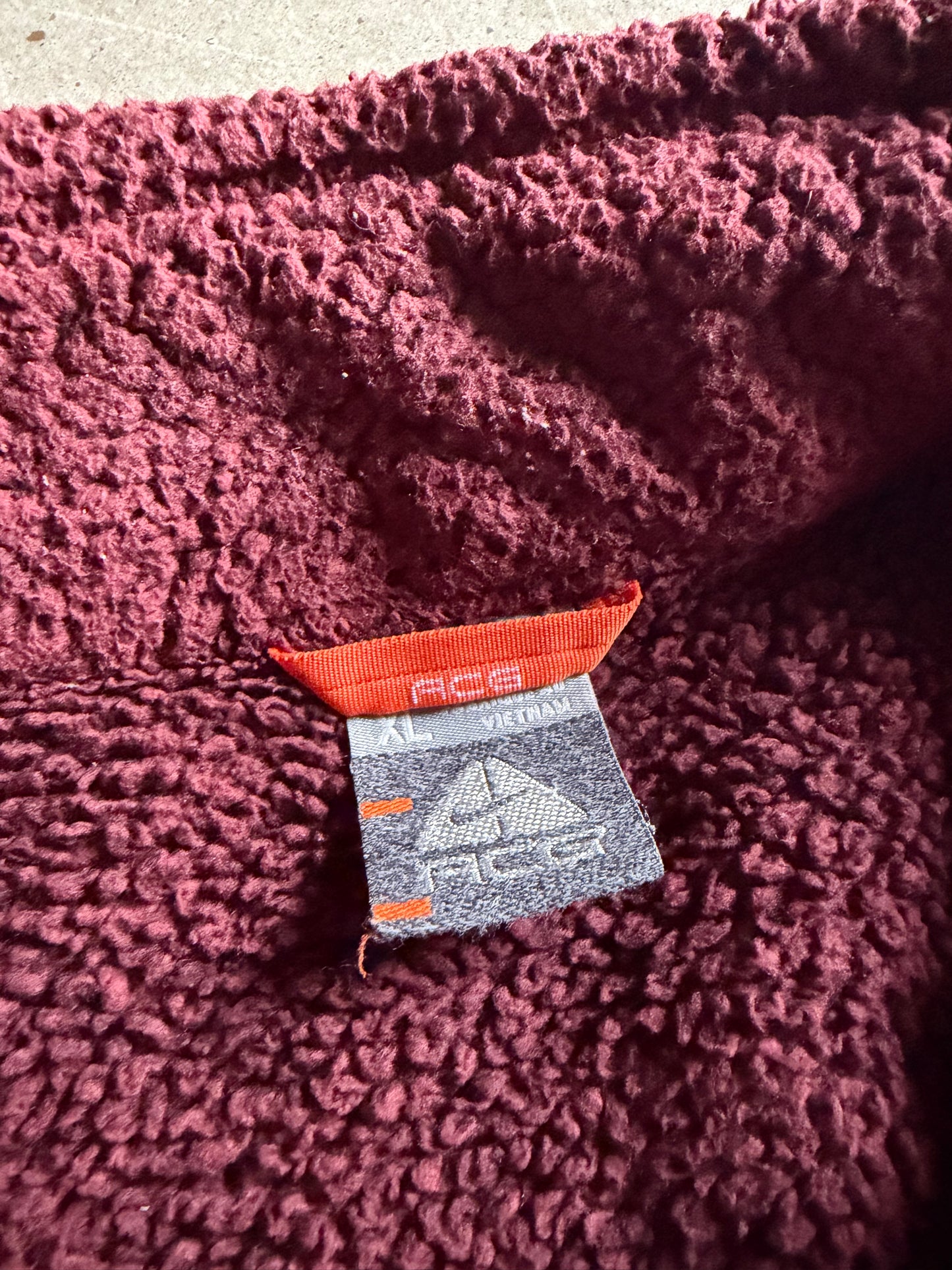 VTG Nike ACG Maroon Deep Fleece Jacket Sz XL