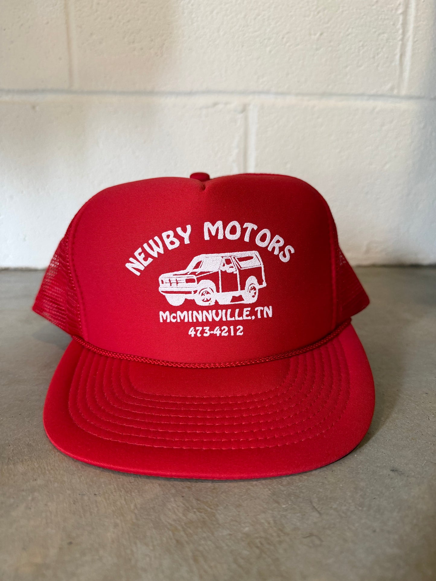 VTG Newby Motors Truck Red Trucker Hat
