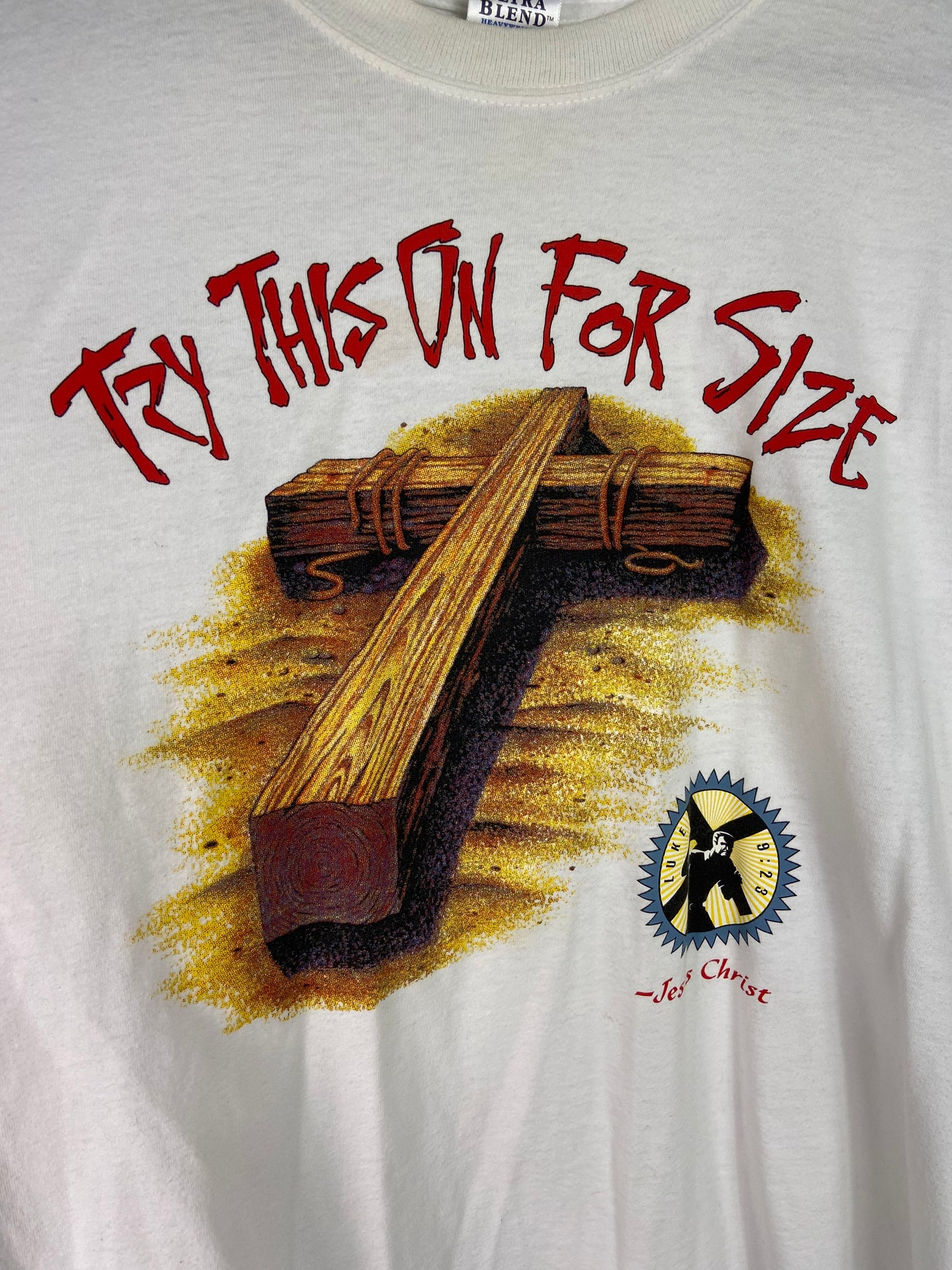 VTG Jesus Christ Try This Cross On Tee Sz XL