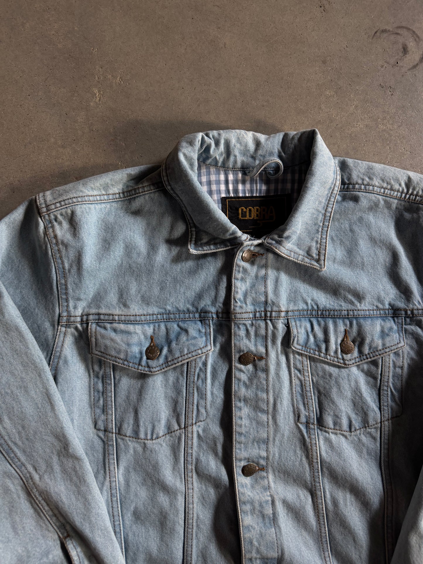 VTG Cobra Light Wash Denim Jacket Sz M