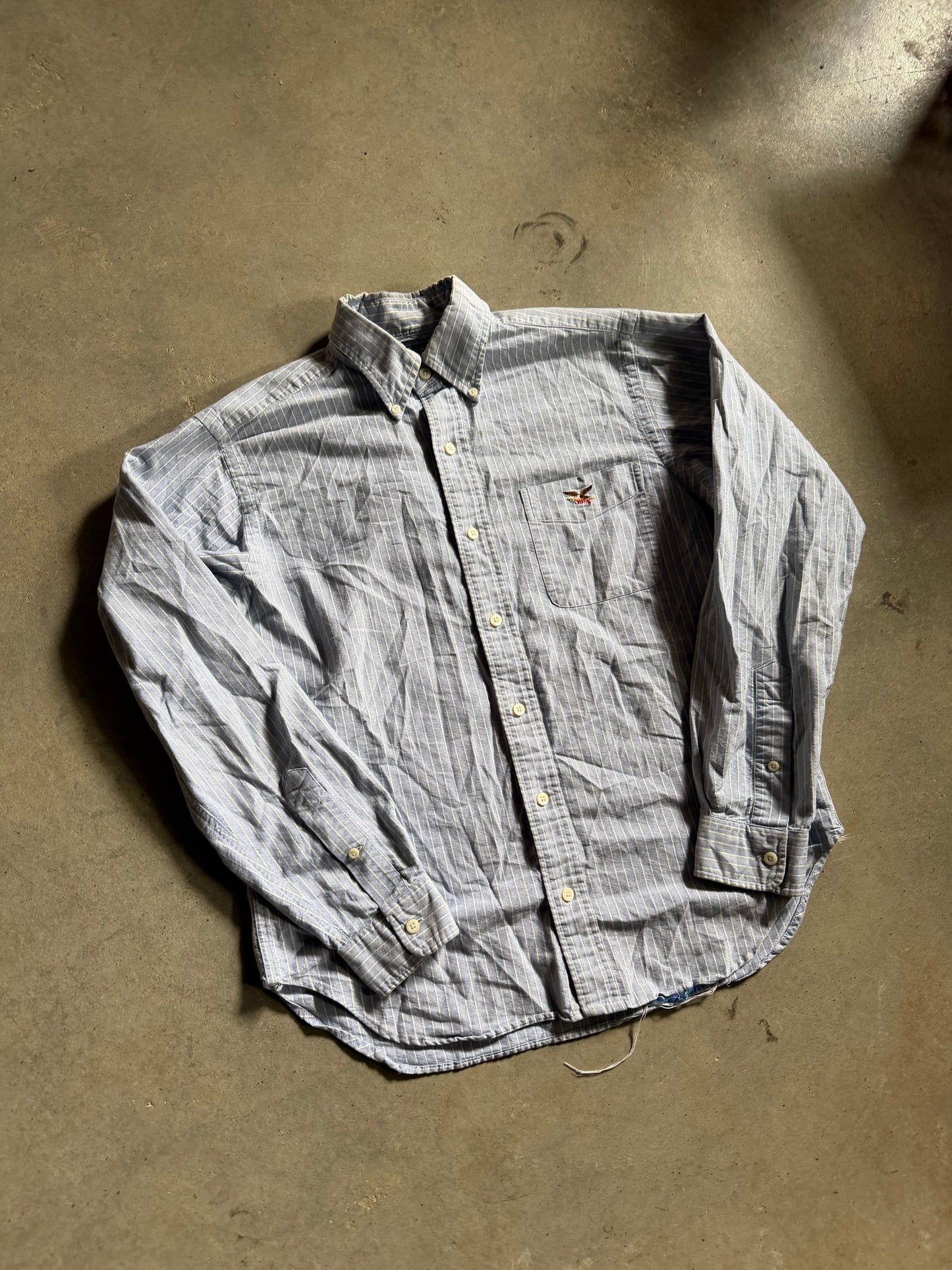 VTG American Living Blue Stripe Button Up Shirt Sz S