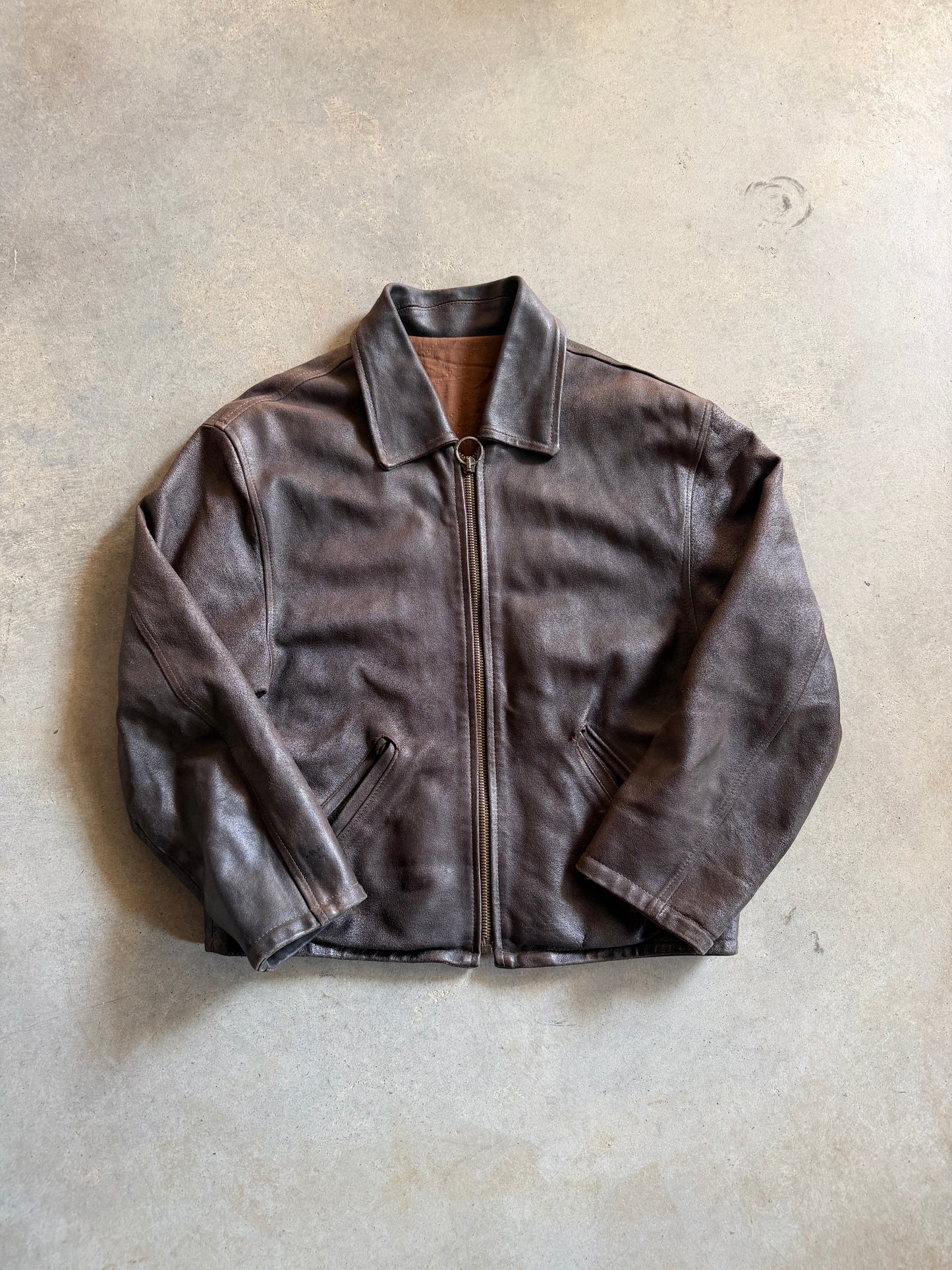 VTG Brown Leather Jacket Sz M/L