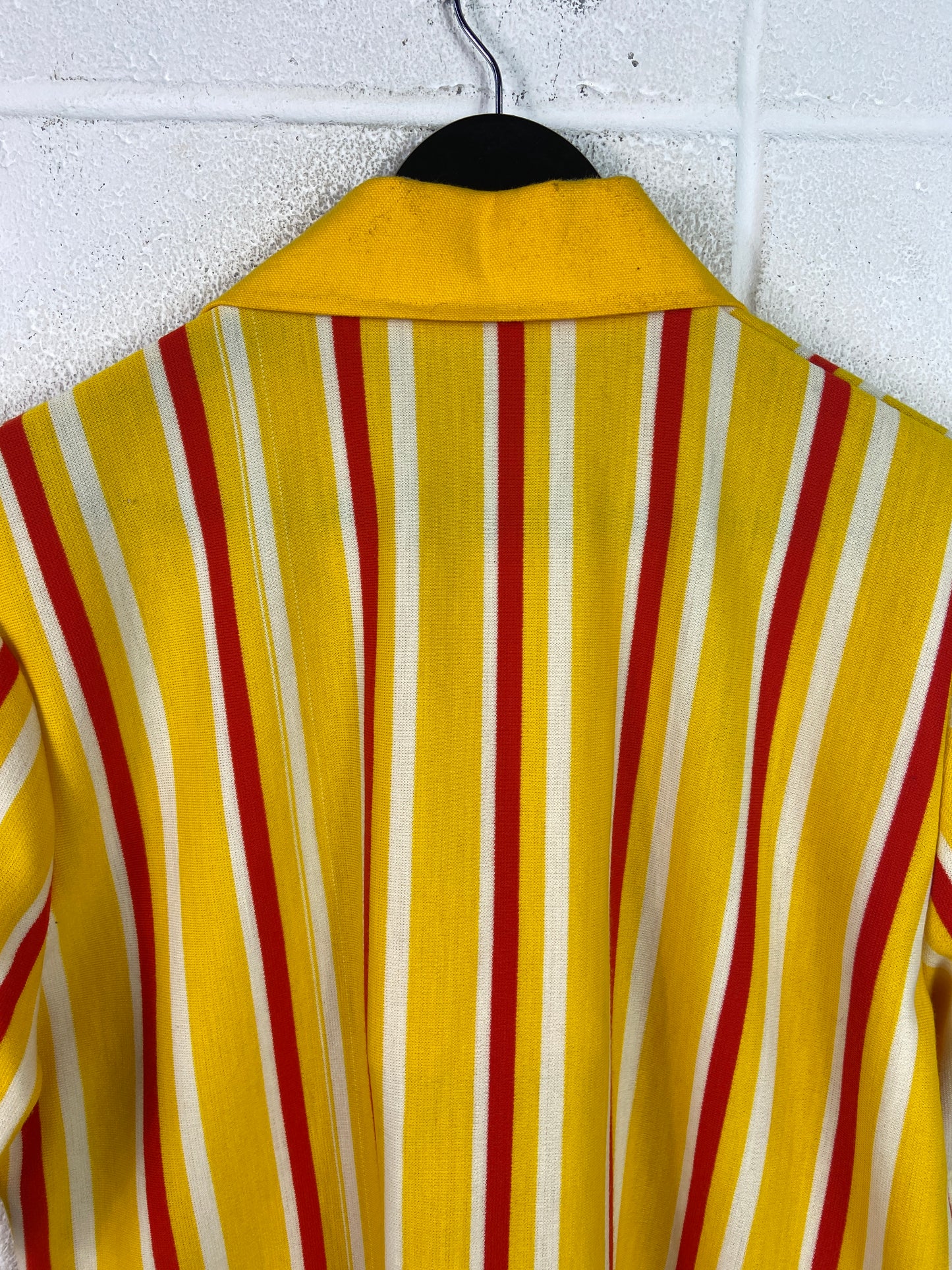 Modelli di Ruolo Custom 70's Style Red/Yellow Striped Polo Shirt Sz L