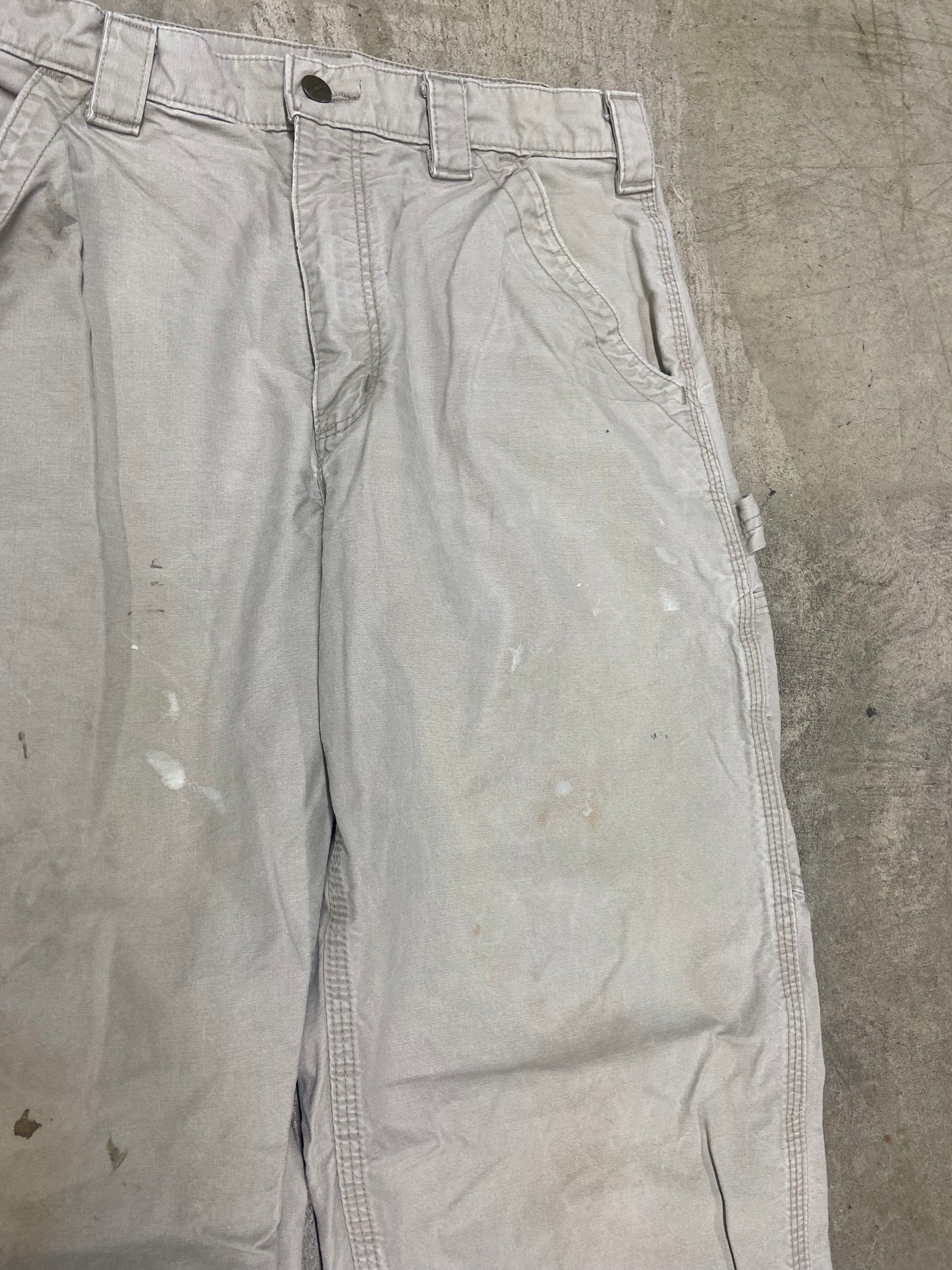 Y2K Carhartt Cream Splattered Work Pants Sz 33x32