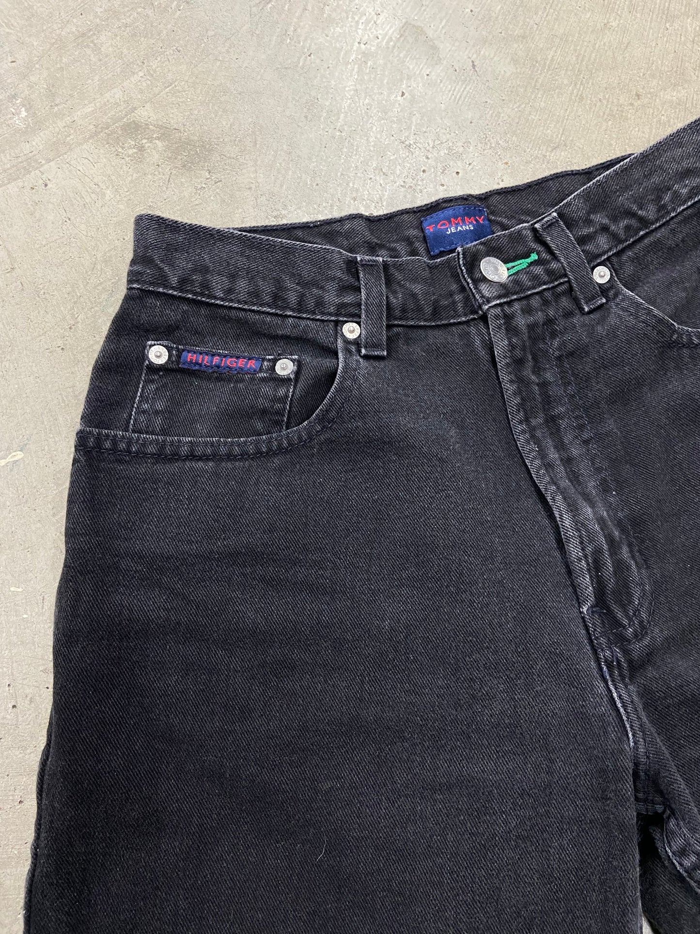 VTG Tommy Hilfiger Black Denim Jorts Sz 30