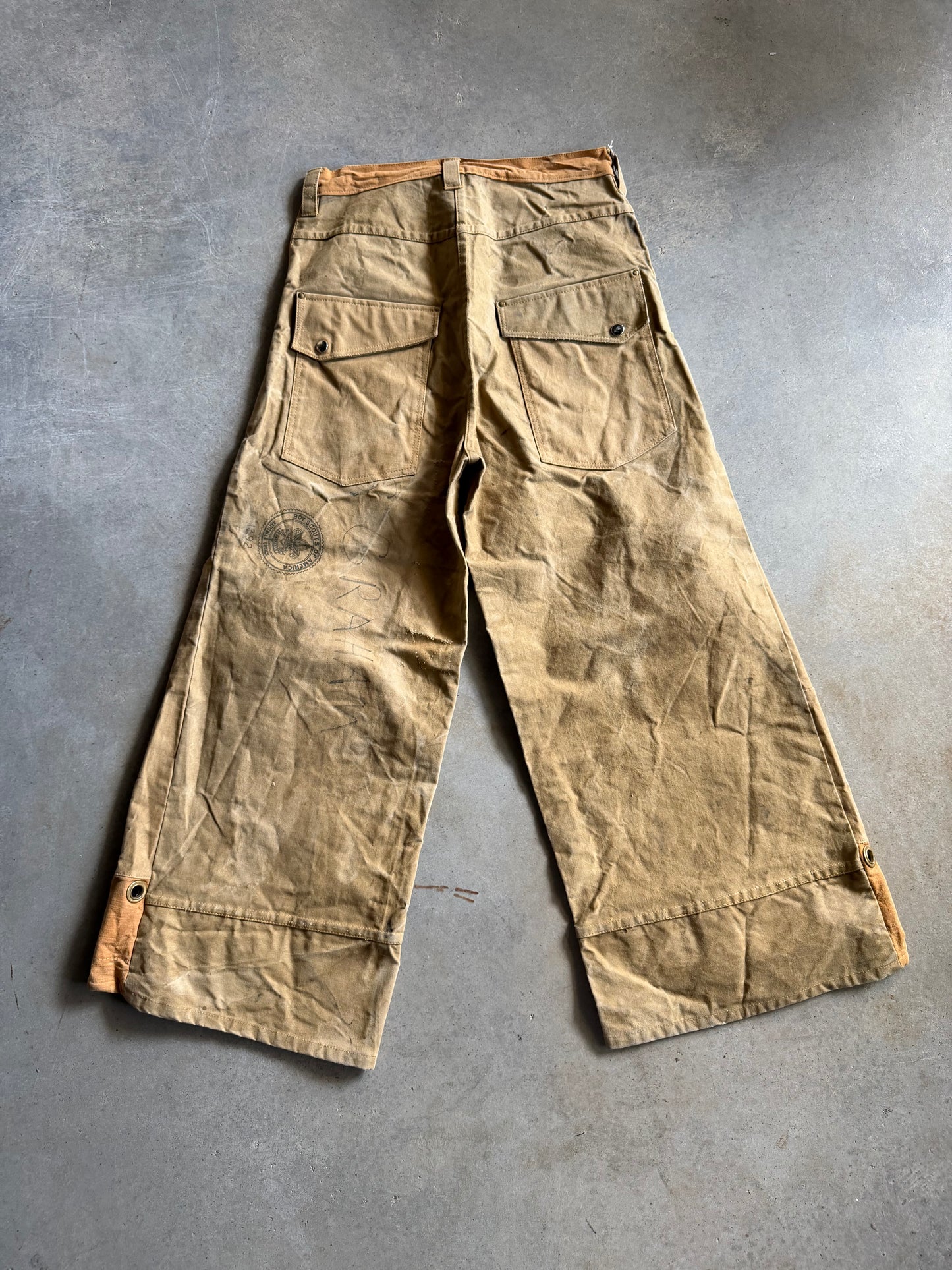 Reworked david turner Pleated Boy Scout Waxed Pant Sz 33x29