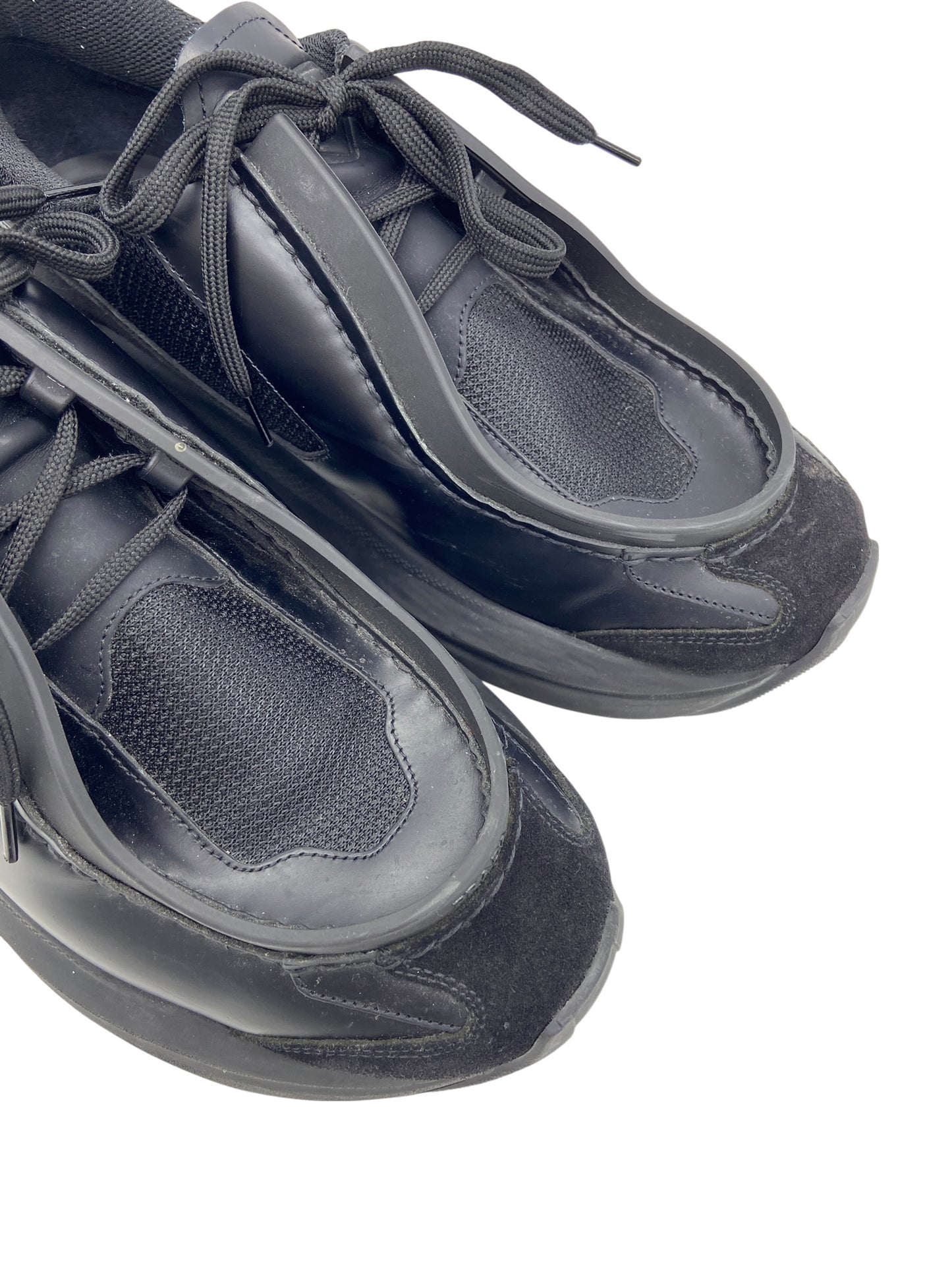 Preowned Prada Brushed Leather Sneakers Bike Fabric Suede Sz 8UK/9US