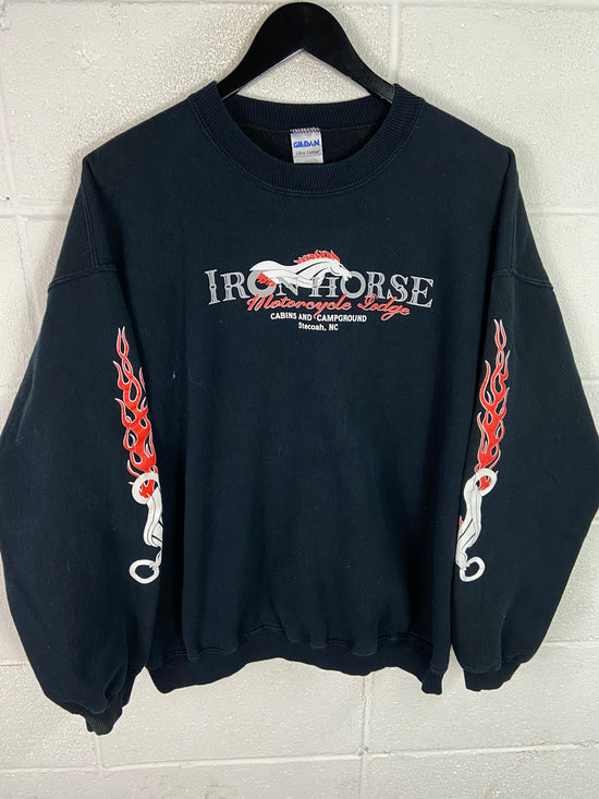 Y2K Iron Horse Motorcycle Lodge Sweater Sz XL