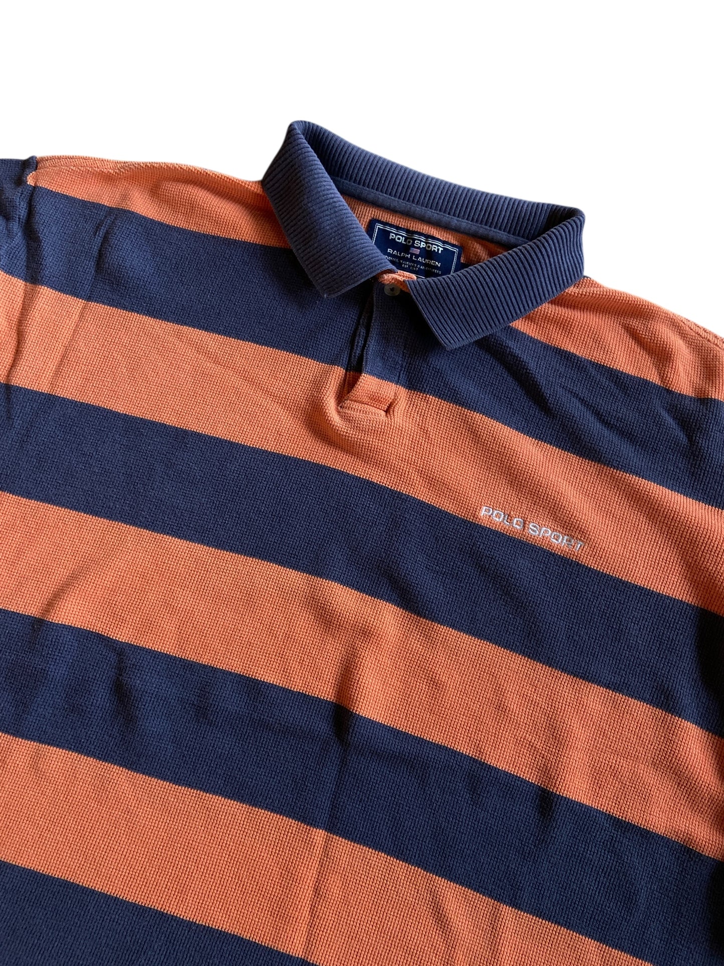 VTG Polo Sport Orange Striped Polo Sz XXL