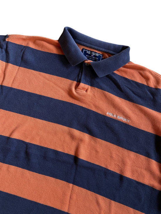 VTG Polo Sport Orange Striped Polo Sz XXL