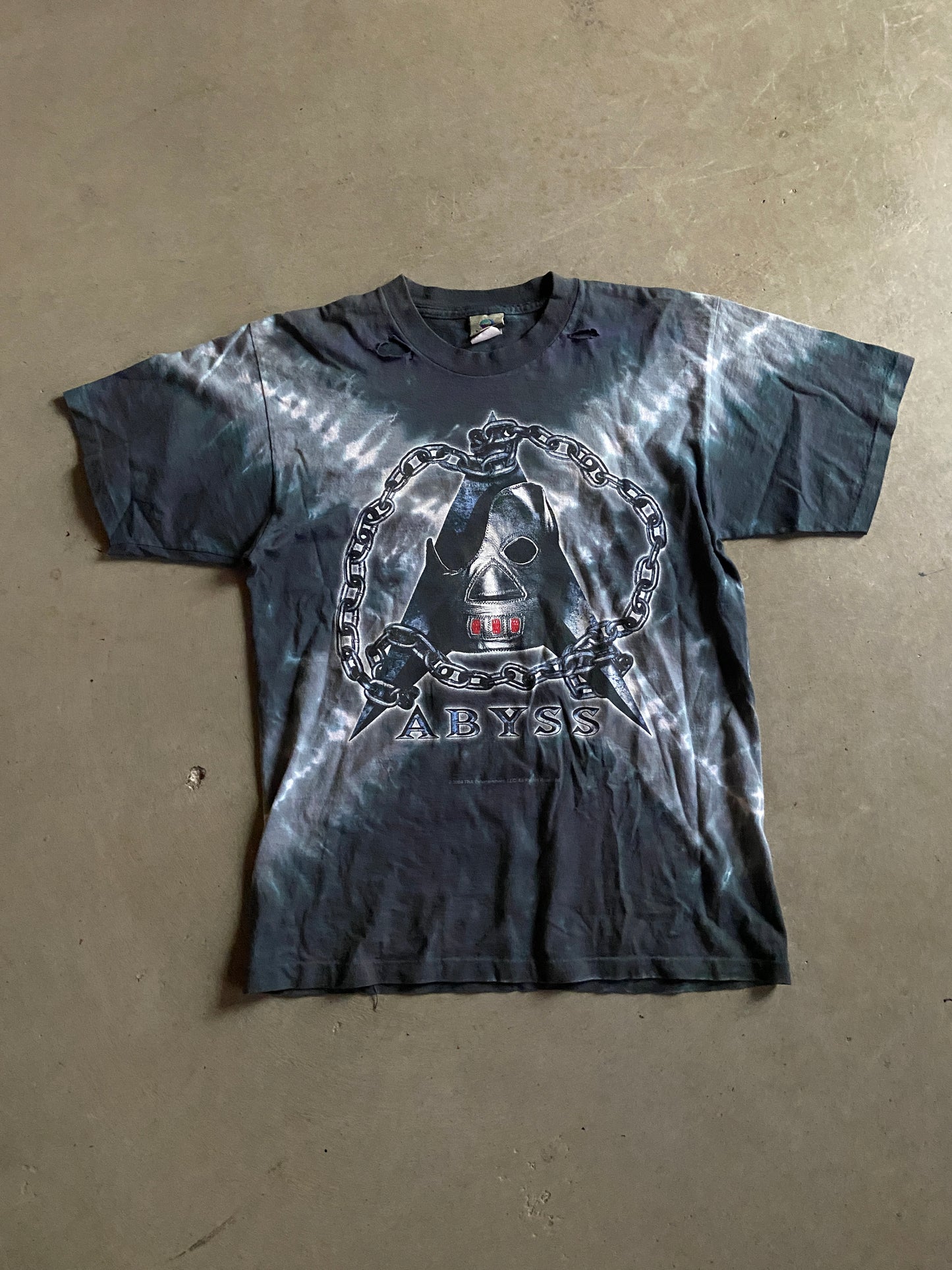 VTG Distressed Liquid Blue TNA Abyss Tee Sz M