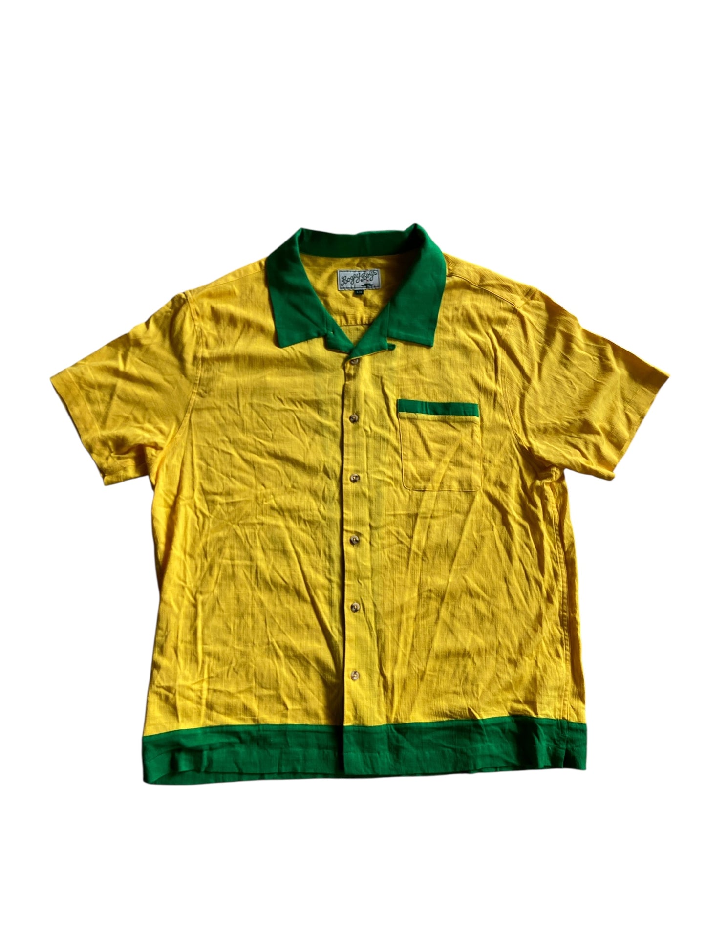Bogey Boys Green/Yellow Button Up Shirt Sz L/XL