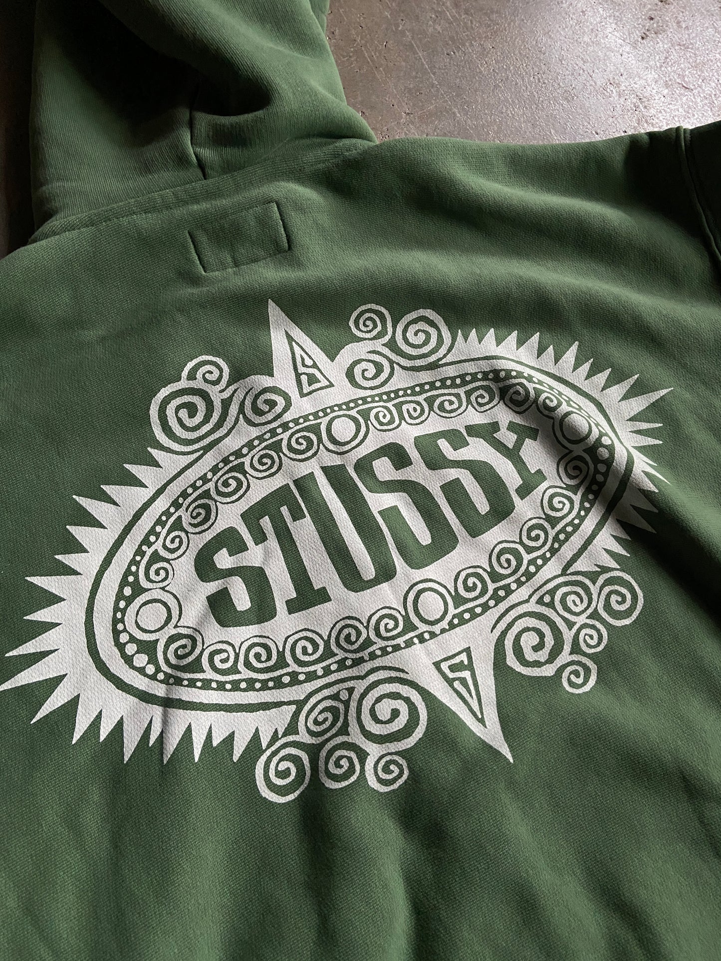 Stussy Green Zip up Hoodie Sz XL
