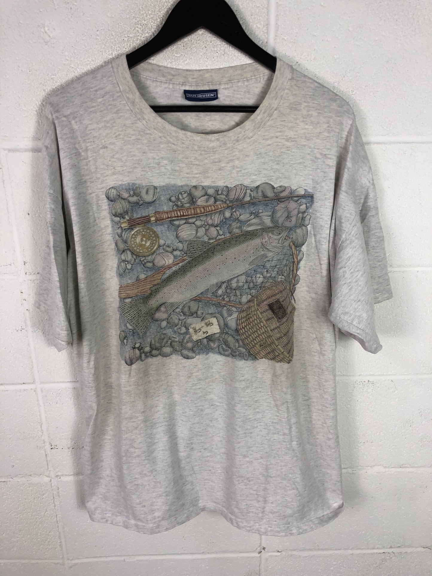 VTG Trout Basket Fishing Graphic Tee Sz XL