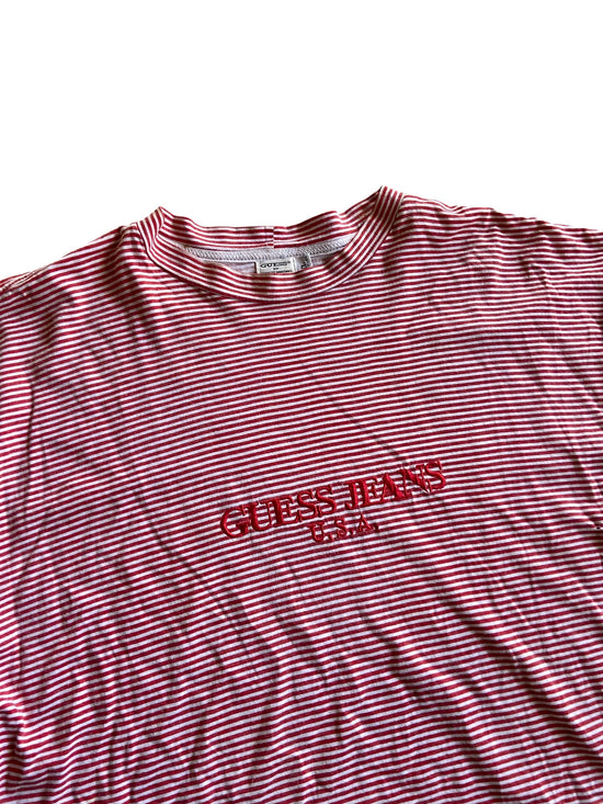 VTG Guess Jeans Red Stripe Tee Sz XL/2XL