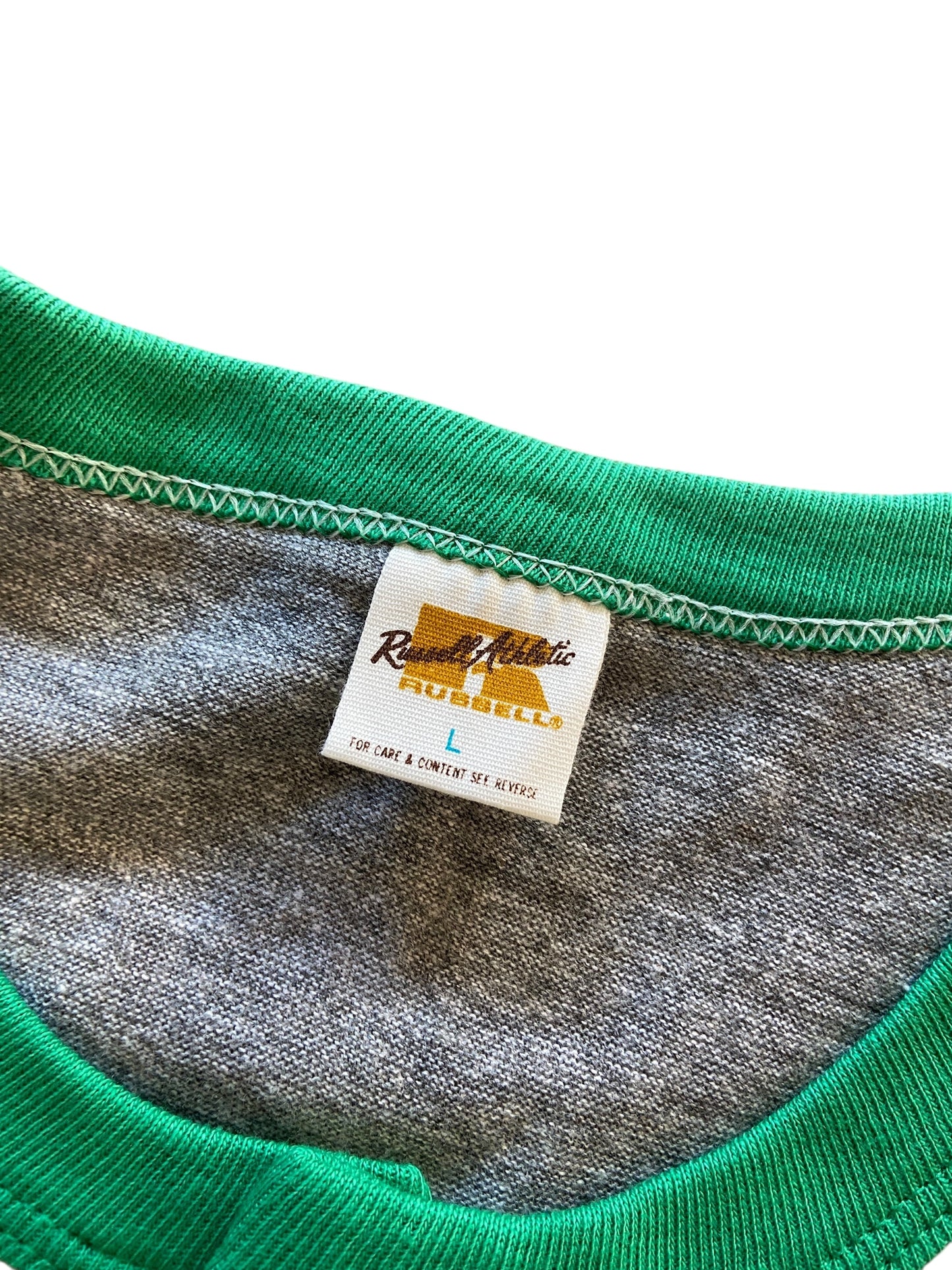 VTG Cropped School S/S Henley Tee Sz Wmns L