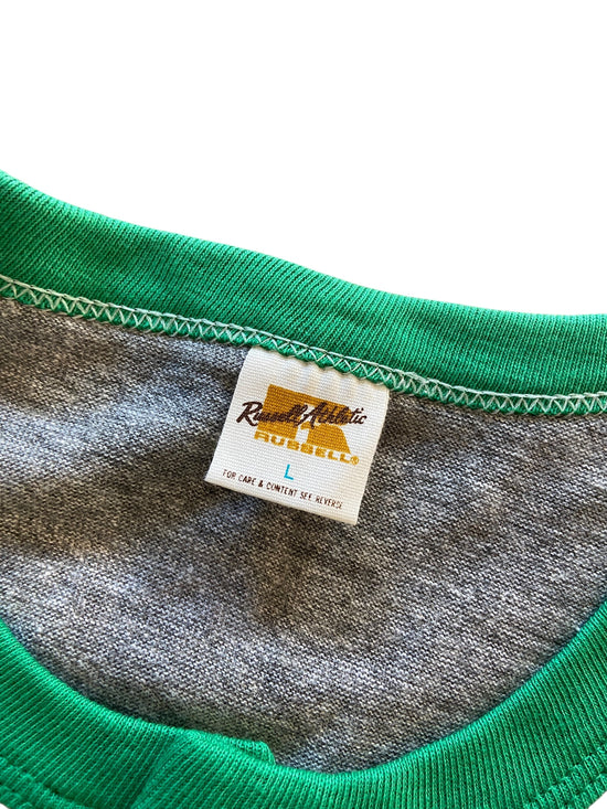 VTG Cropped School S/S Henley Tee Sz Wmns L