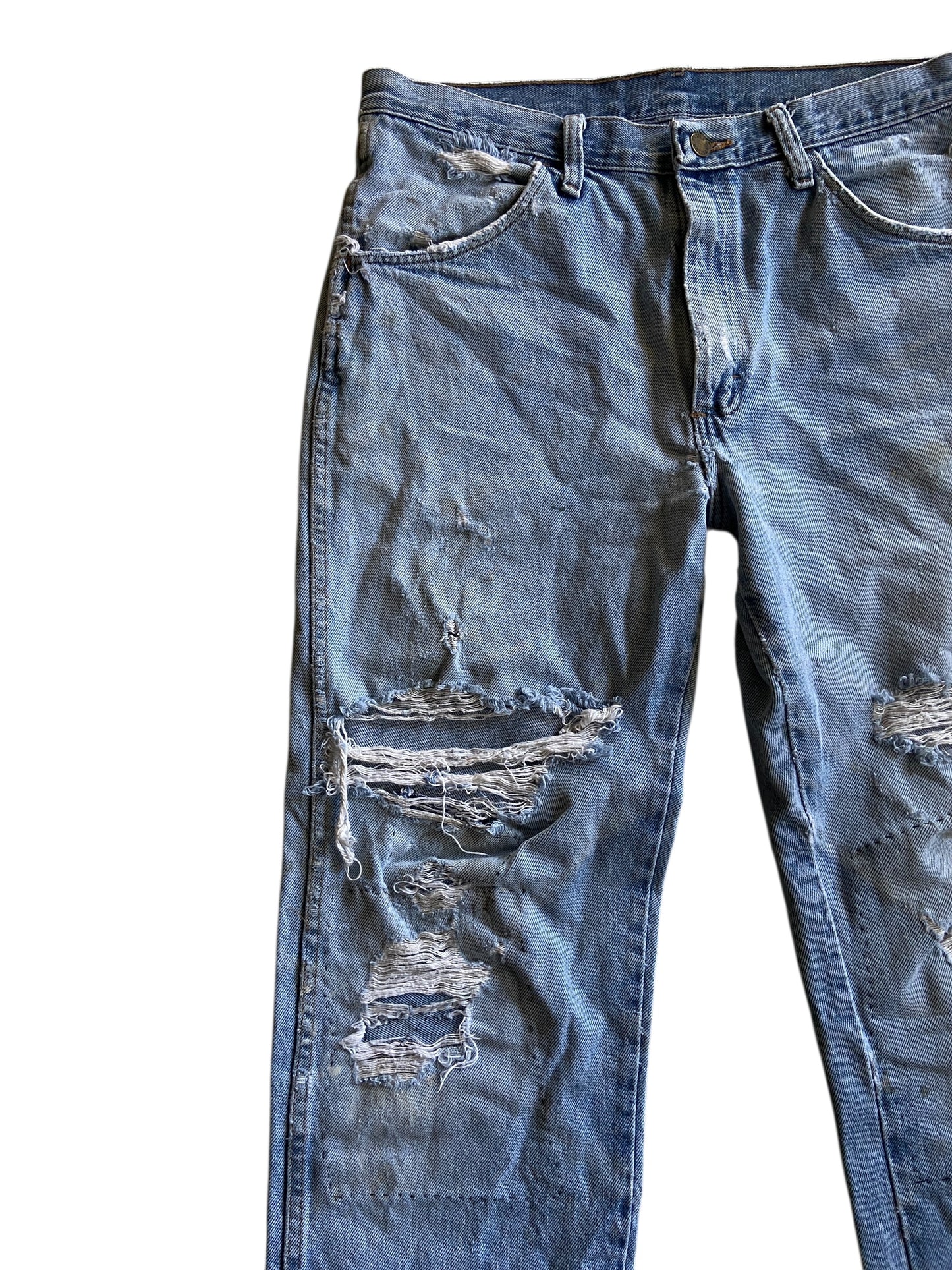 VTG Distressed Rustler Light Wash Jeans Sz 32x30