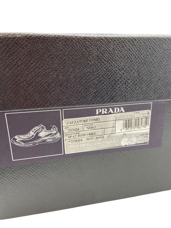 Preowned Prada Brushed Leather Sneakers Bike Fabric Suede Sz 8UK/9US