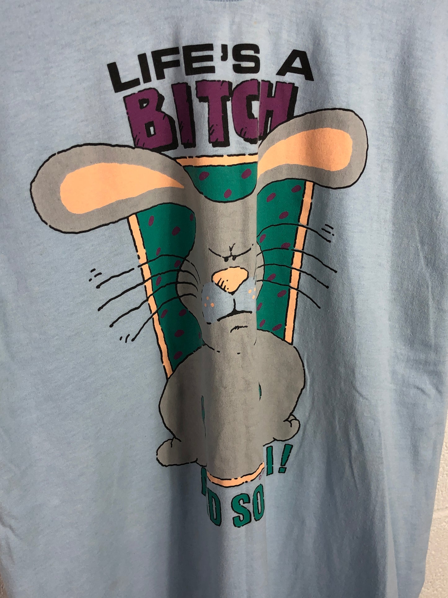 VTG 90s Life's a Bitch Mouse Tee Sz Med