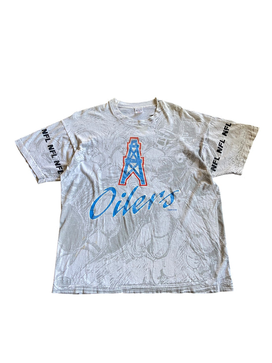 VTG Tennessee Oilers All Over Print Tee Sz XL