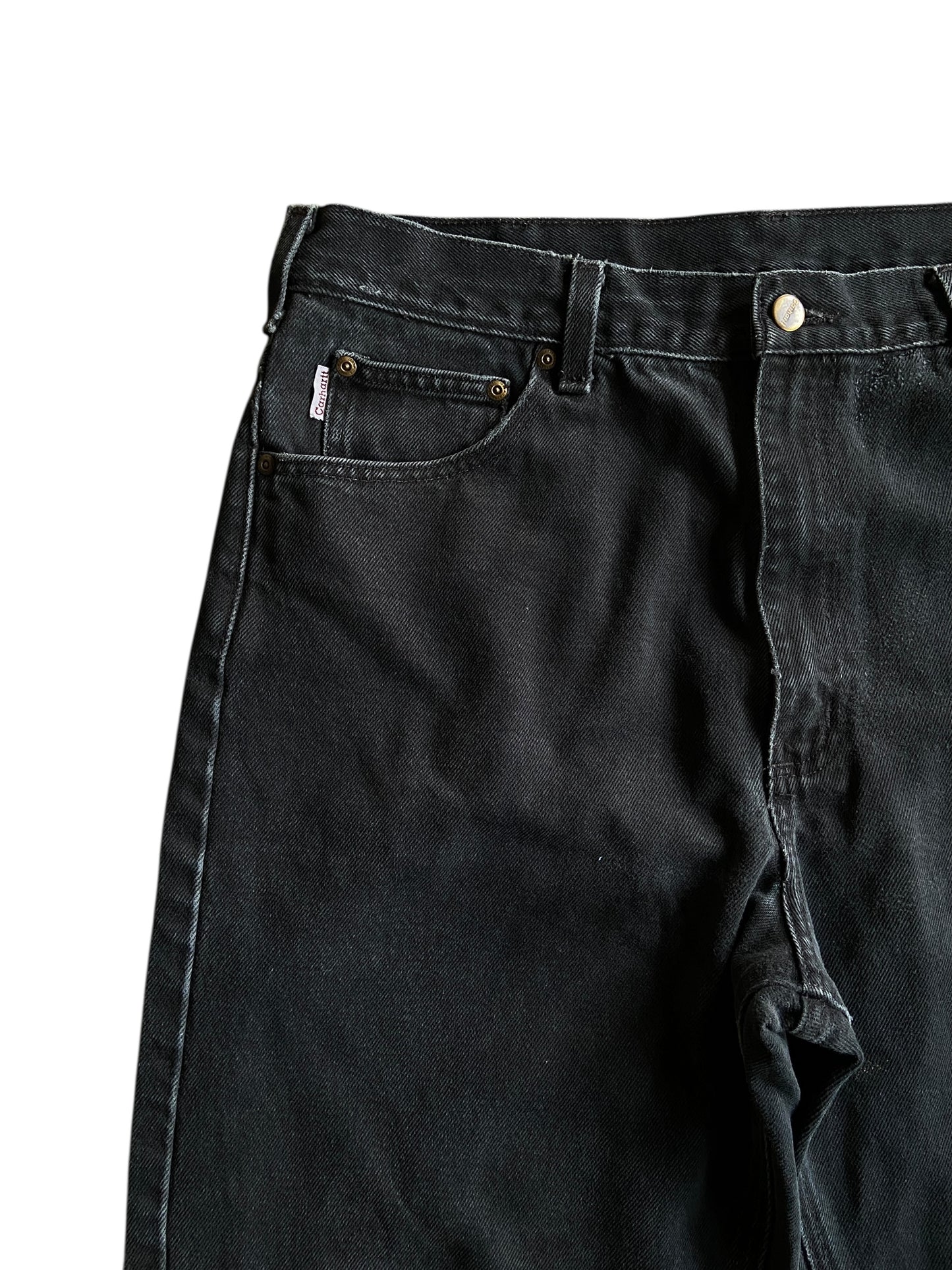 VTG Slightly Distressed Carhartt Black Jeans Sz 38x34
