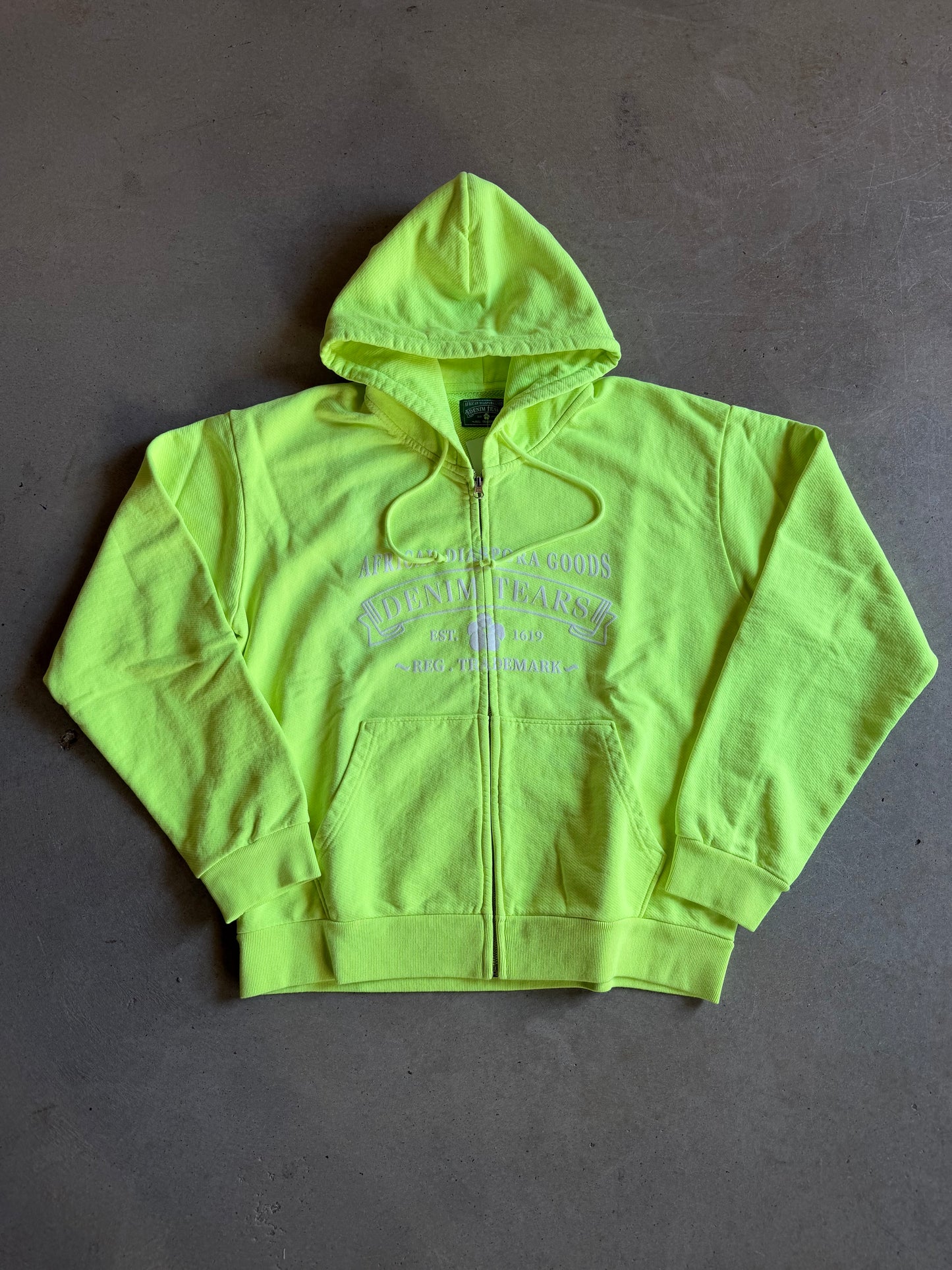 Denim Tears ADG Zip Hoodie Lime Green Sz L