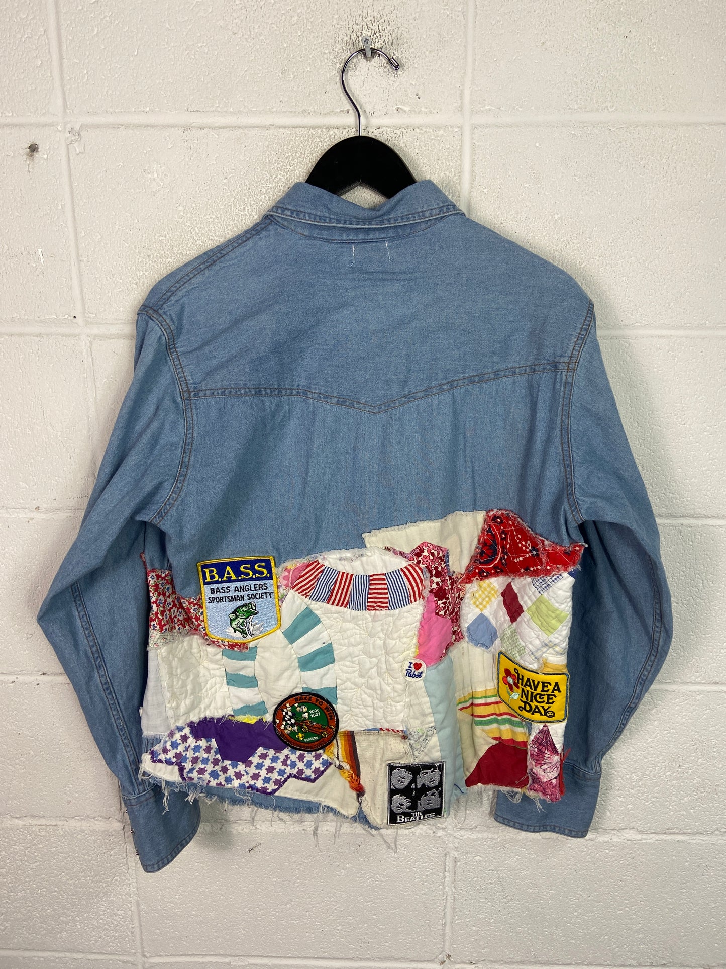 Denim Donna Reworked Denim JuiceBox Button Up Shirt Sz M