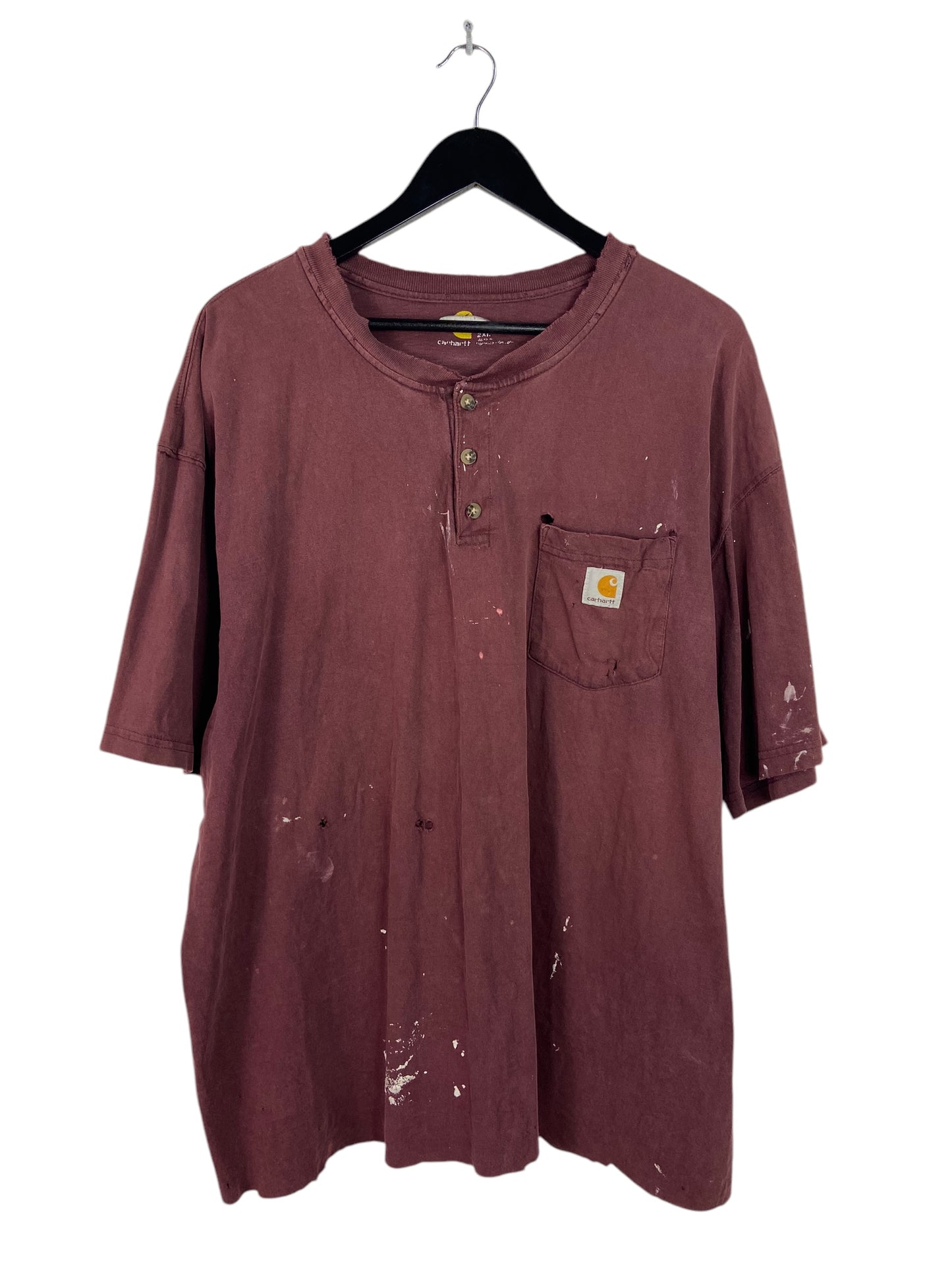 Thrashed Carhartt Maroon Pocket Tee Sz XXL