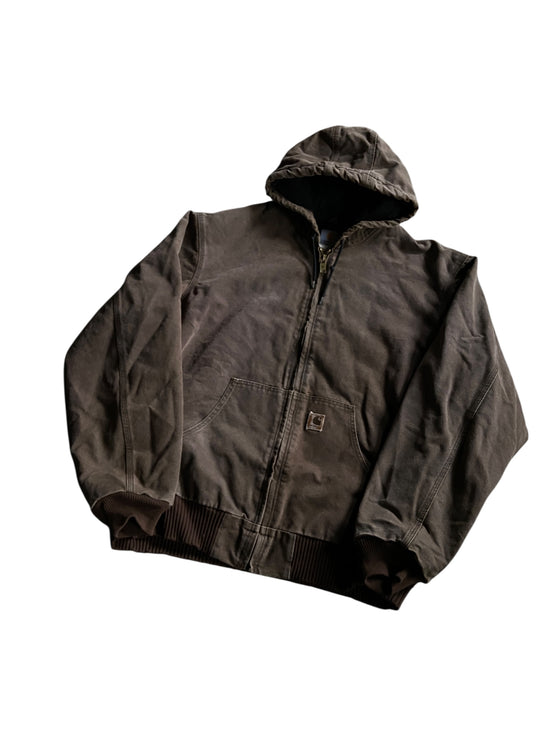 VTG Carhartt 1130 CHT Brown Hooded Jacket Sz 2XL