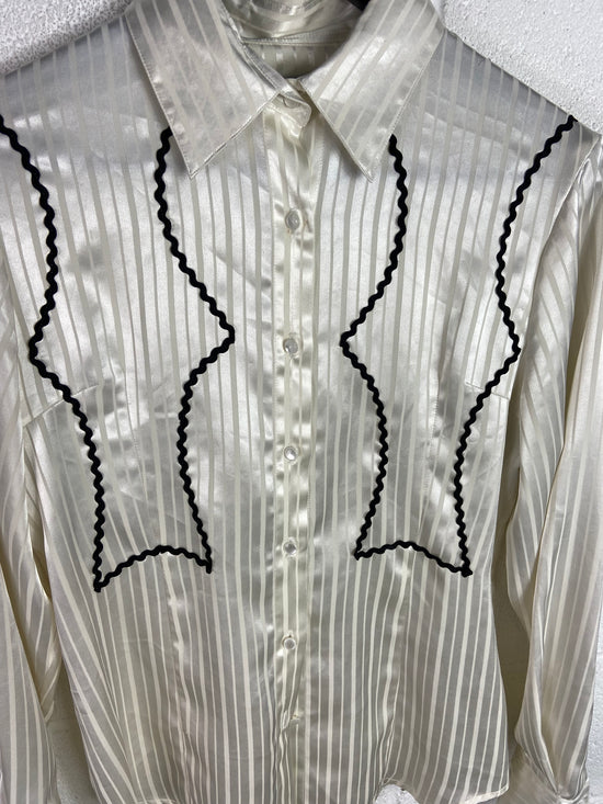 VTG 90s Wmns Western Silk Blouse Sz Wmns Med