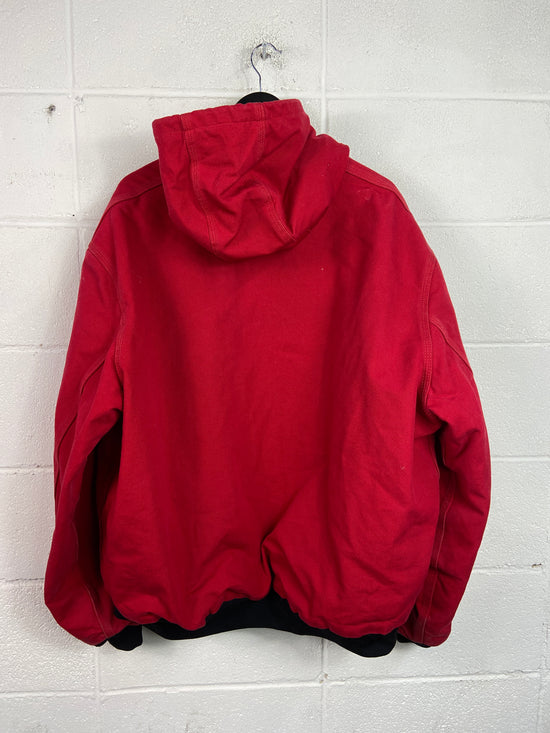 Y2K Carhartt Red Hooded Work Jacket Sz XXL