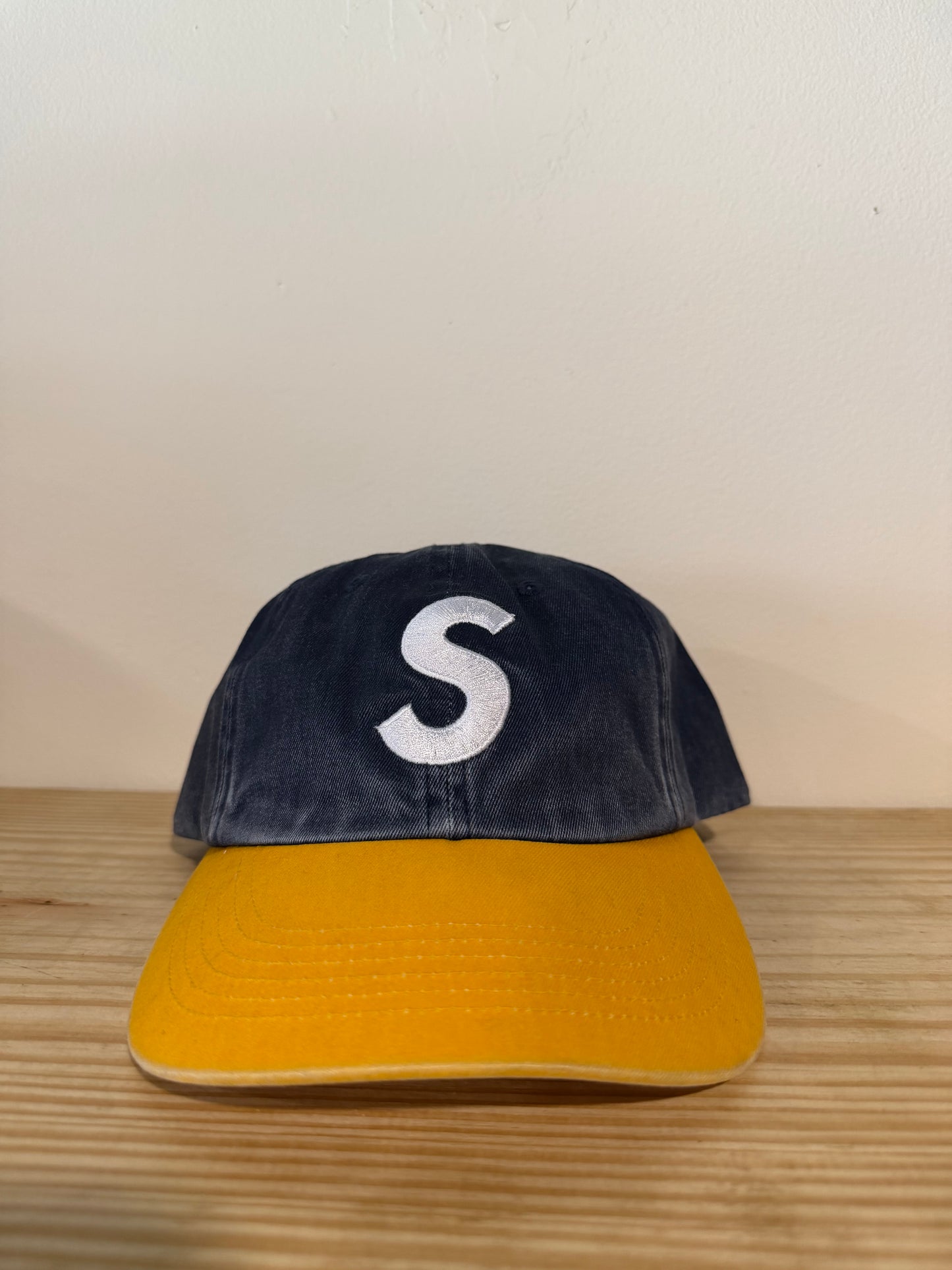 Supreme Pigment Coated 2 Tone S Logo 6 Panel Navy Hat