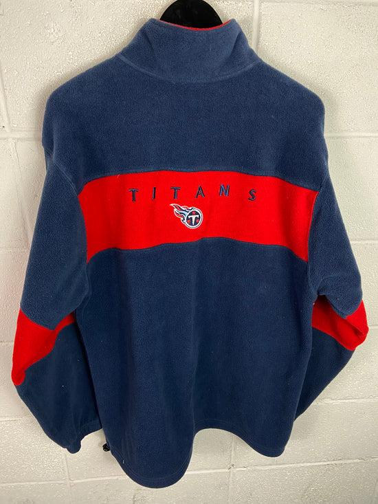 VTG Tennessee Titans Embroidered Quarter Zip Fleece Pullover Sz XL