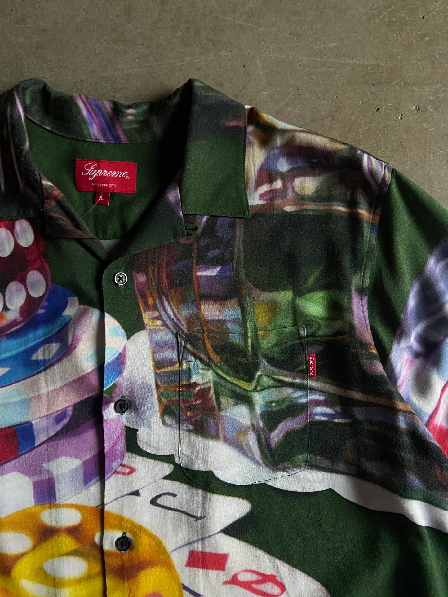 Supreme FW18 Casino Rayon Shirt Sz L