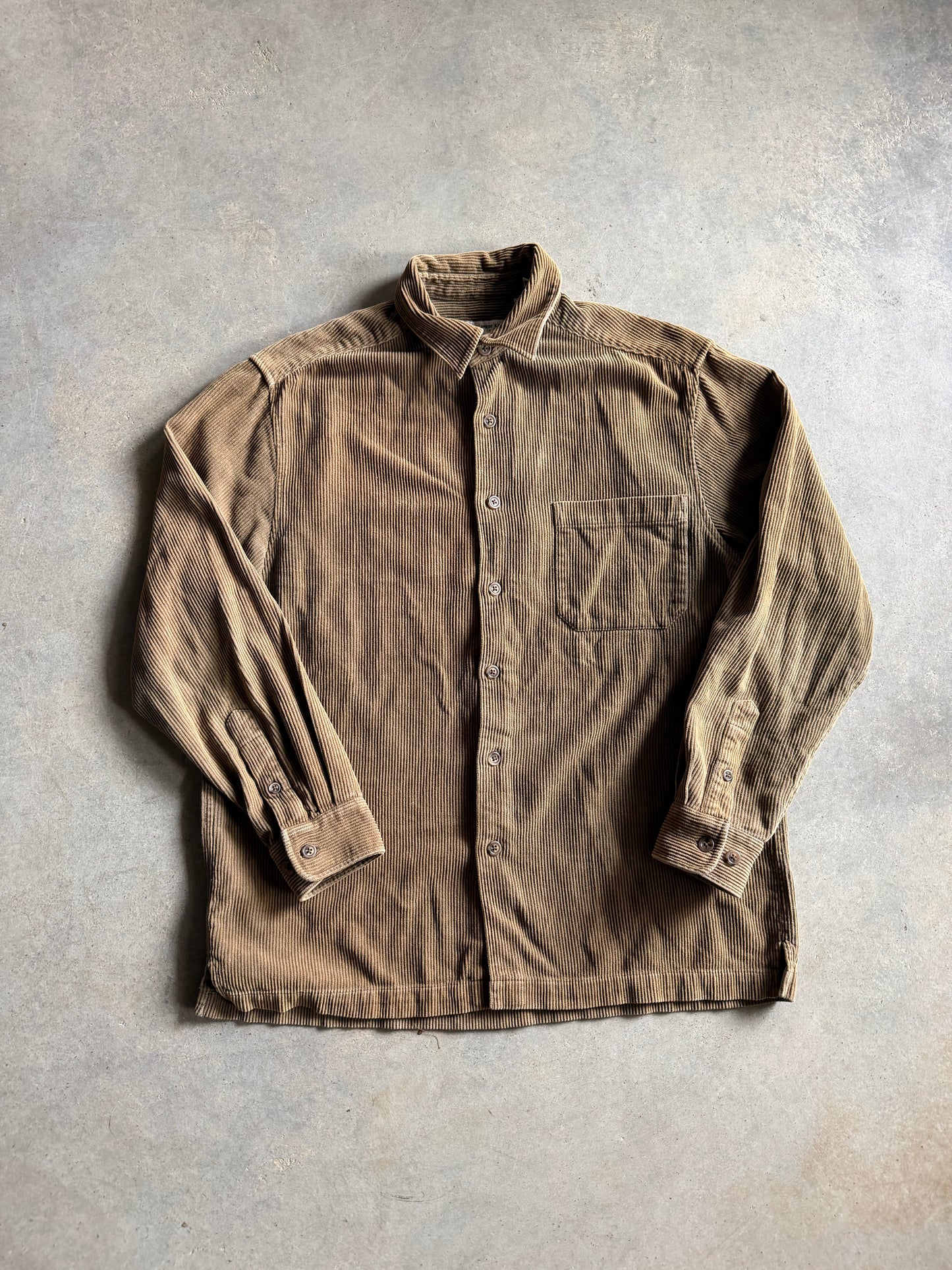 Per Lui Per Lei Tan Corduroy Button Up Shirt Sz M