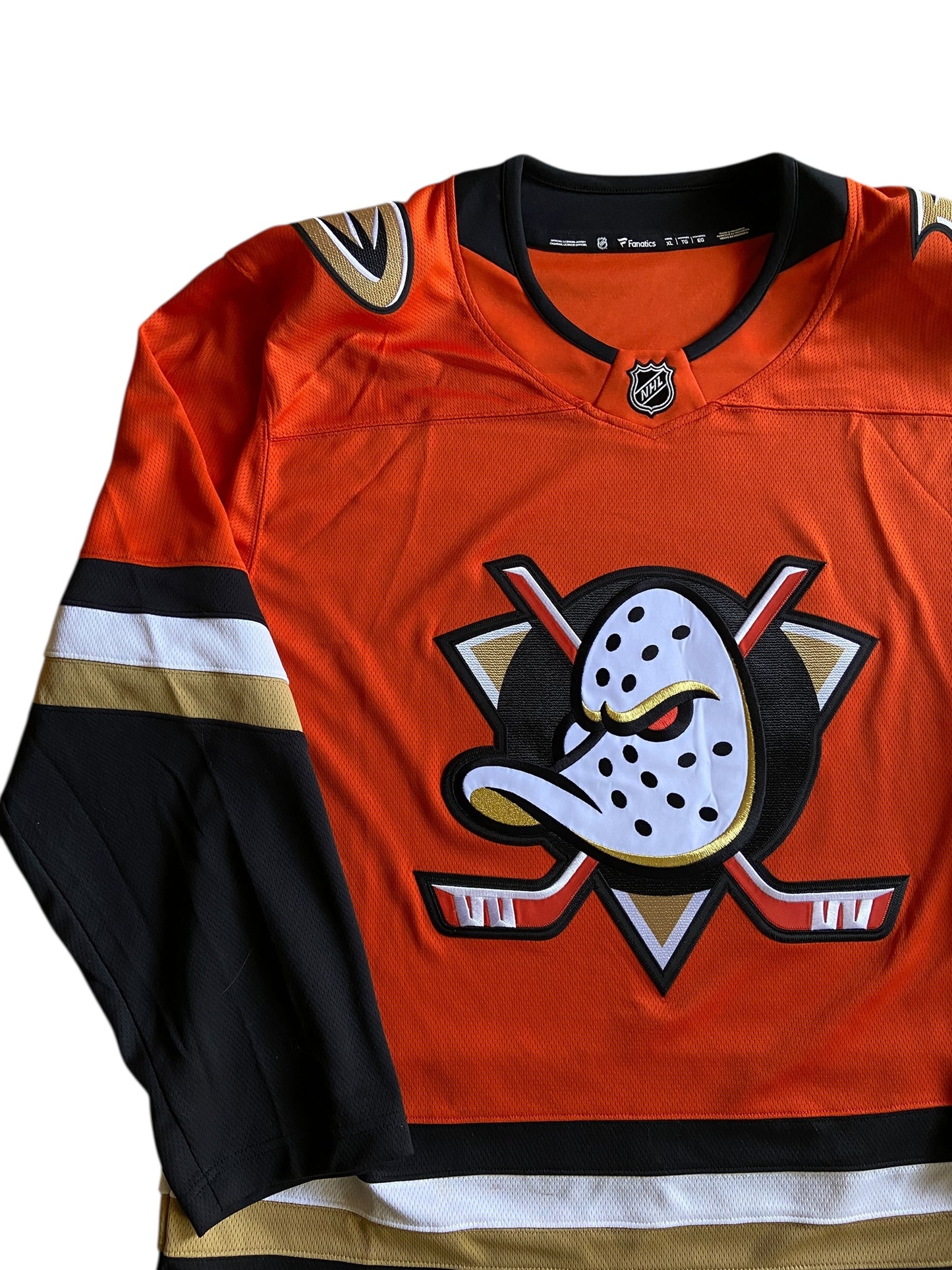 Preowned Anaheim Mighty Ducks Orange Jersey Sz XL