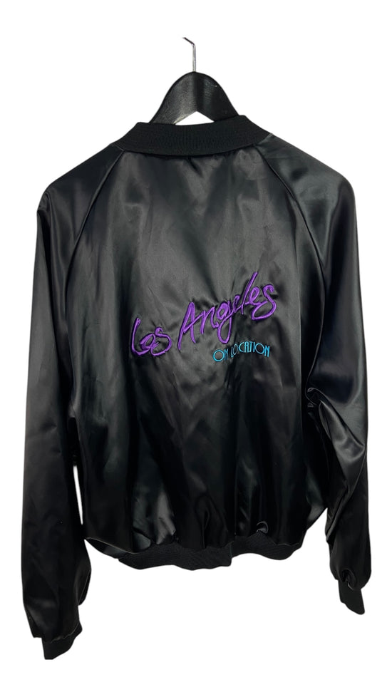 VTG Los Angeles Black Satin Jacket Sz XL