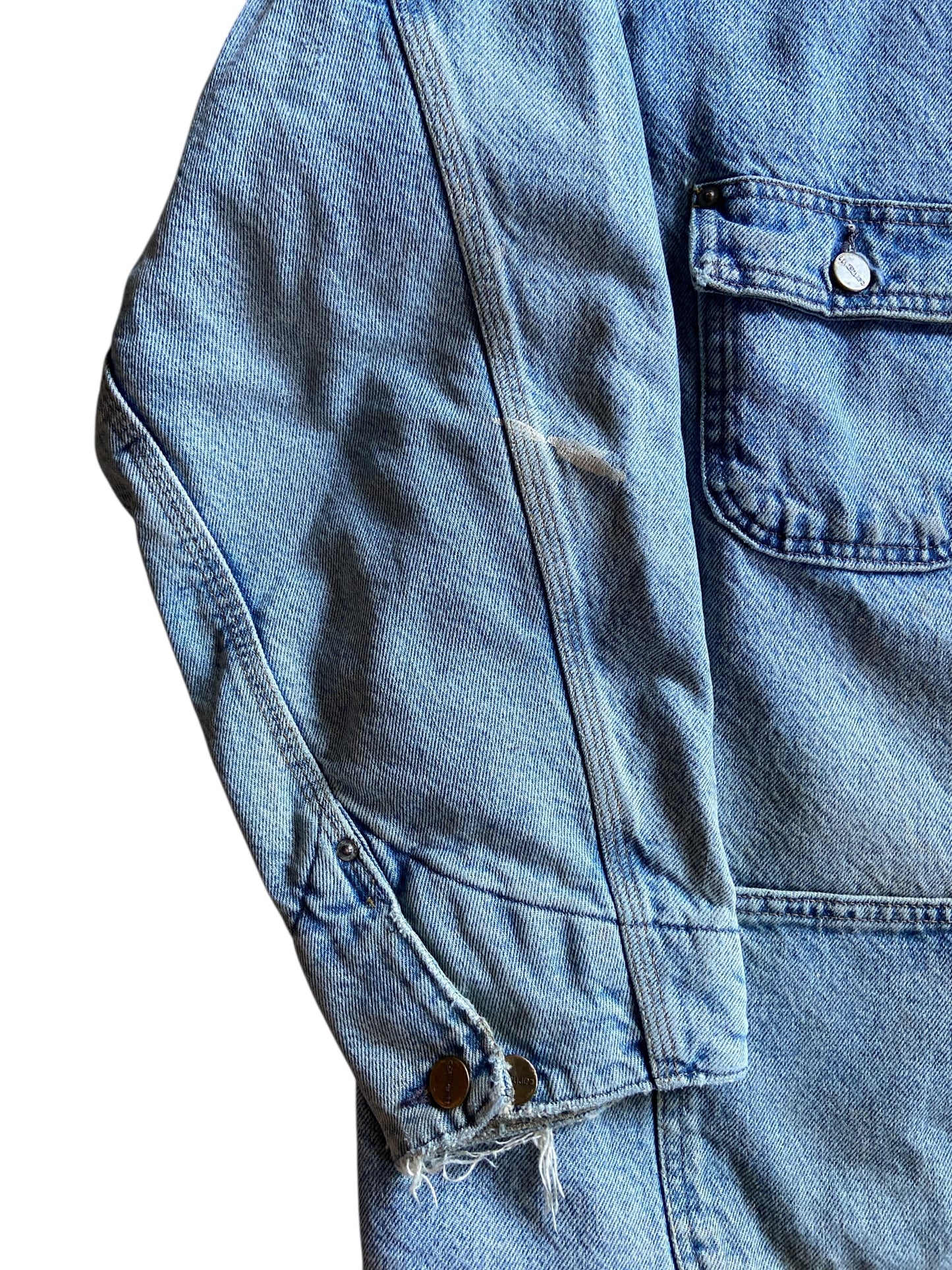 VTG Union Made Carhartt Denim Blanket Lined Chore Coat CB0408 Sz XL