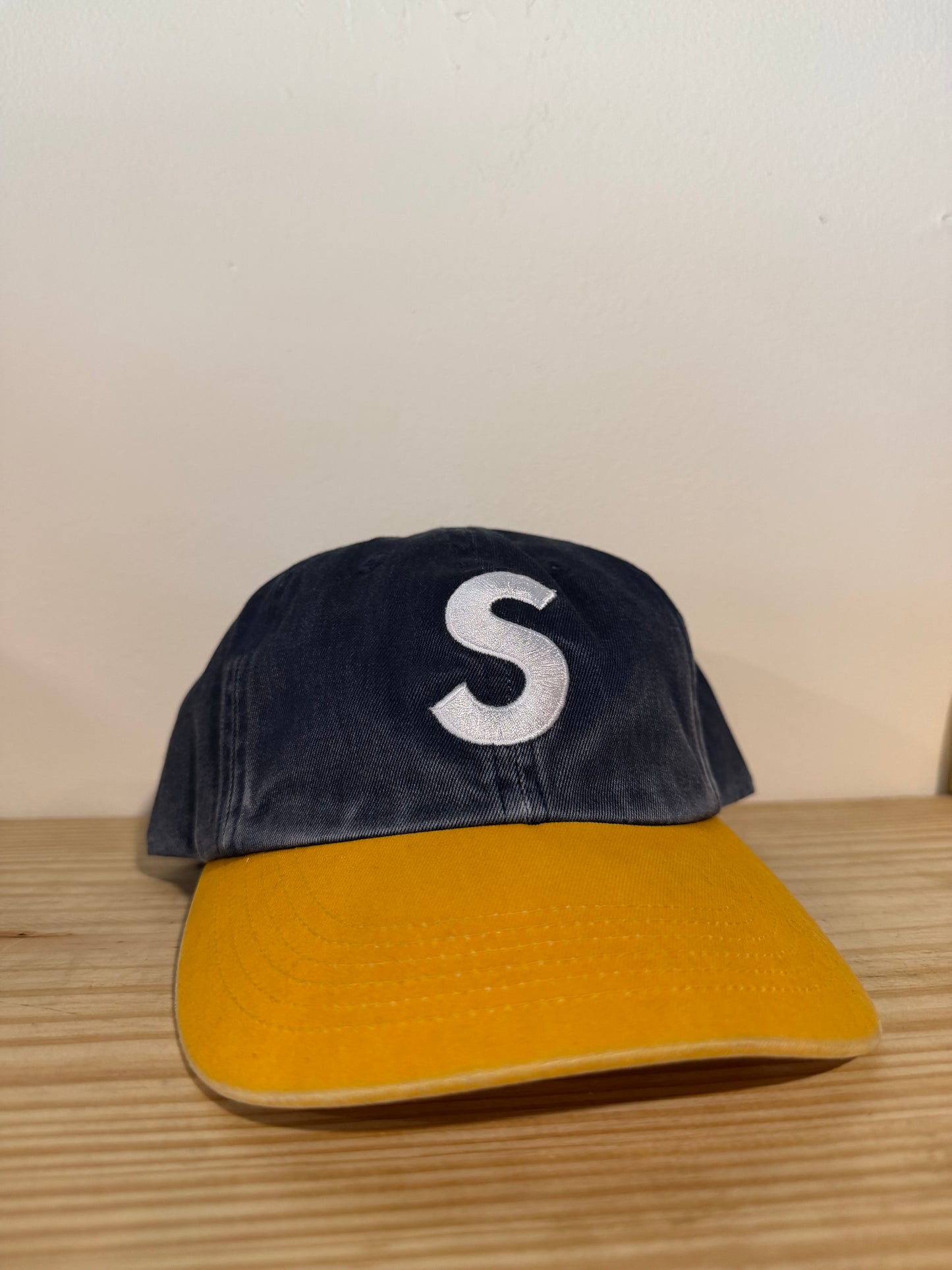 Supreme Pigment Coated 2 Tone S Logo 6 Panel Navy Hat