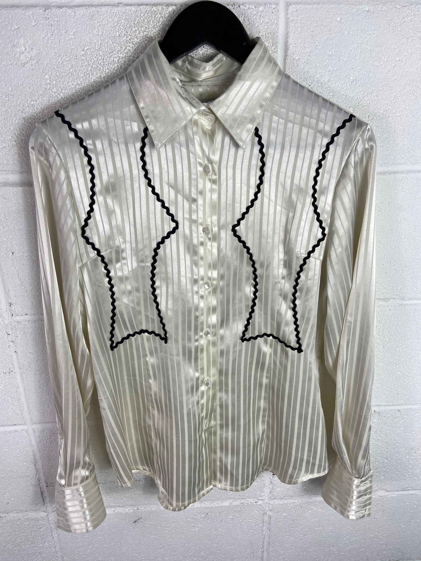 VTG 90s Wmns Western Silk Blouse Sz Wmns Med