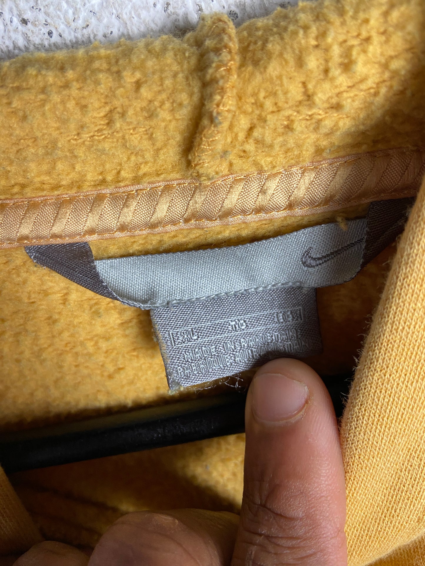 Y2K Nike Mustard Classic Swoosh Hooded Sweatshirt Sz XL