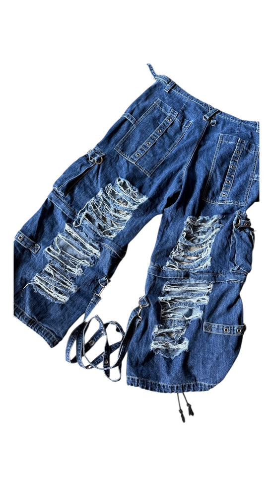 Tripp NYC Studded Strap Rave Denim Pants Sz XXL/44