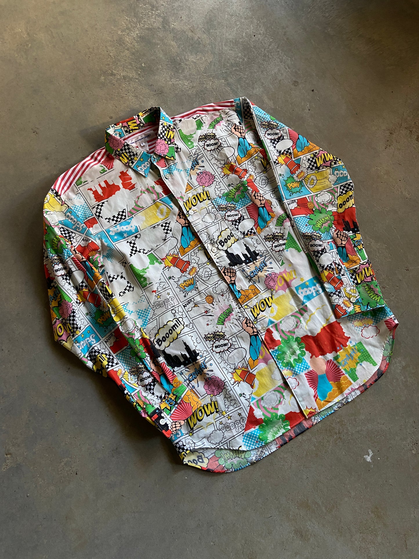Comme Des Garcons Comic Button Up Shirt Sz M
