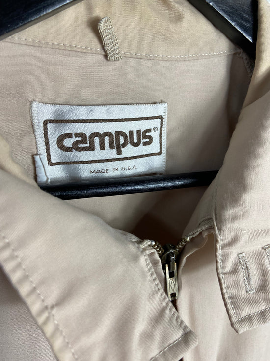 VTG Campus Cream Light Harrington Jacket Sz L