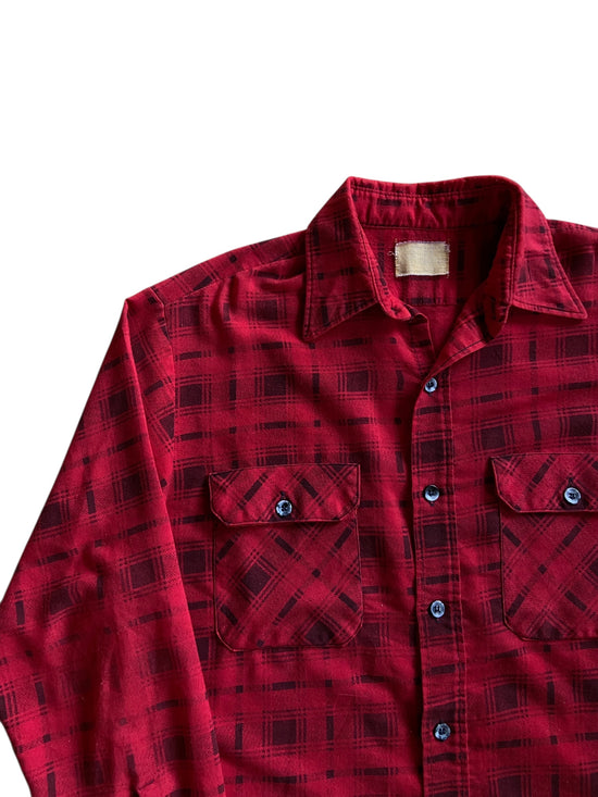 VTG Sears Red Plaid Flannel Sz XL